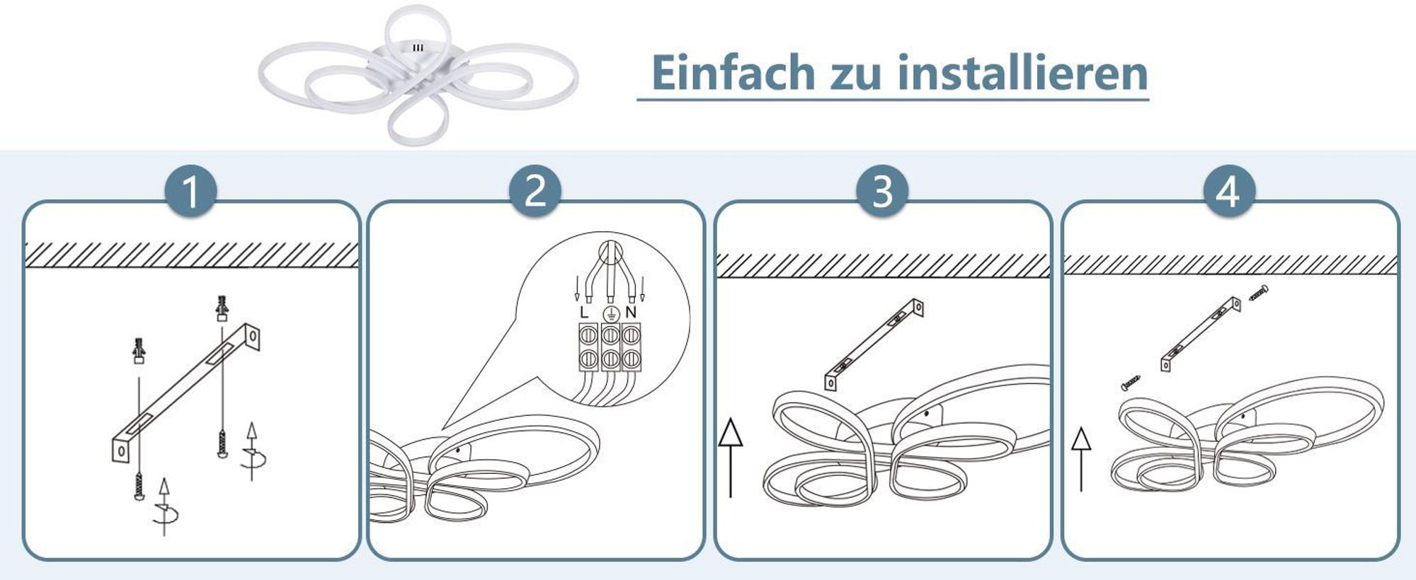 ZMH LED Deckenleuchte Weiß Deckenlampe Dimmbar mit Fernbedienung 65W 66CM Deckenleuchten für Wohnzimmer Schlafzimmer Esszimmer Büro Küche