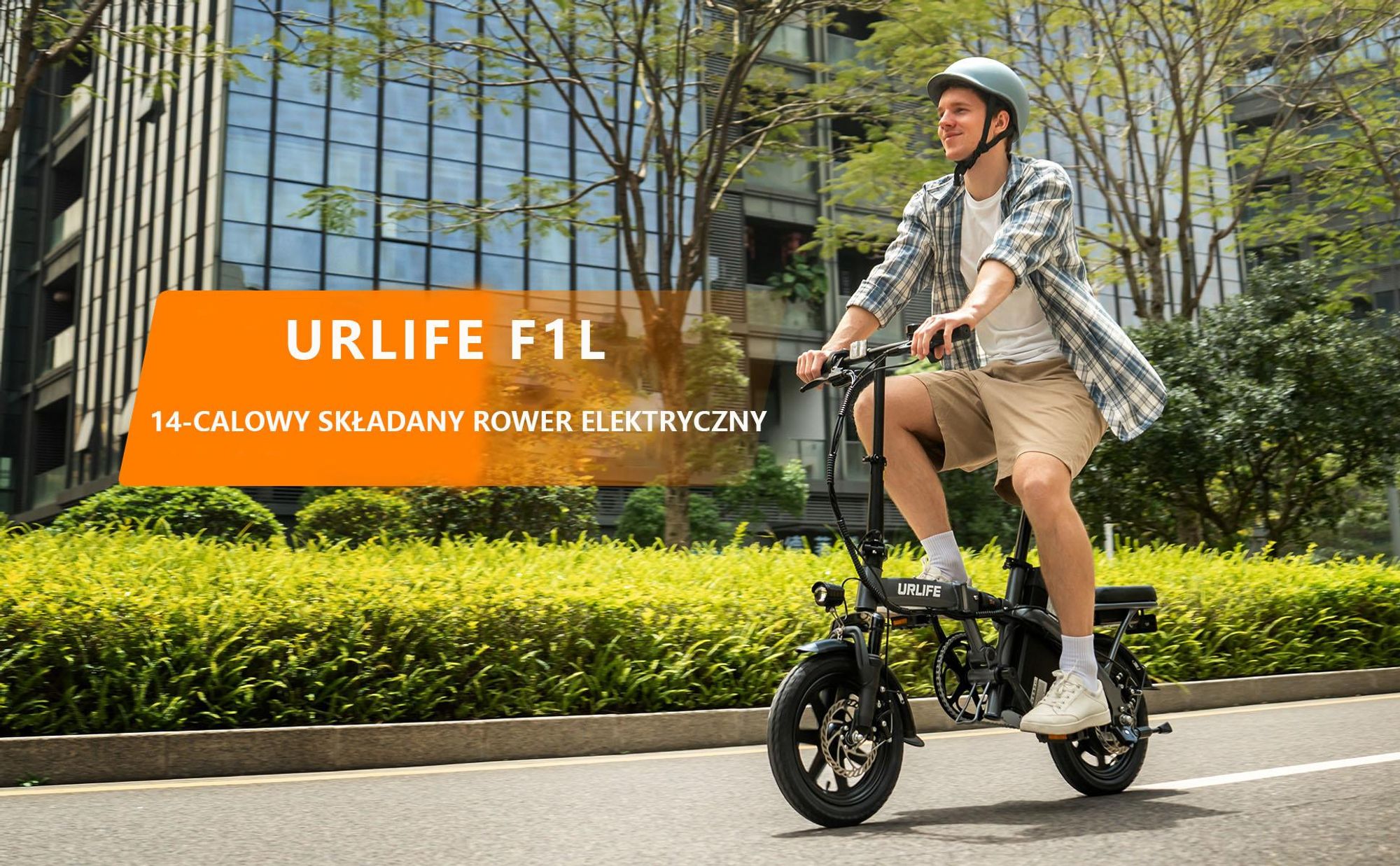 Rower Elektryczny  URLIFE F1L - 48V 7.5Ah Bateria 14 Calowe koła Hamulce Tarczowe - Czarny