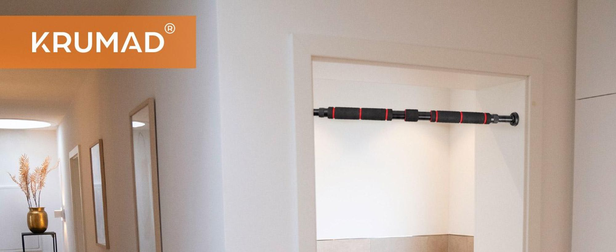 KRUMAD Klimmzugstange für Türrahmen, Pull Up Bar, Türreck ohne Bohren, verstellbar 63–99 cm, Trainingsstange für Home Gym & Fitness