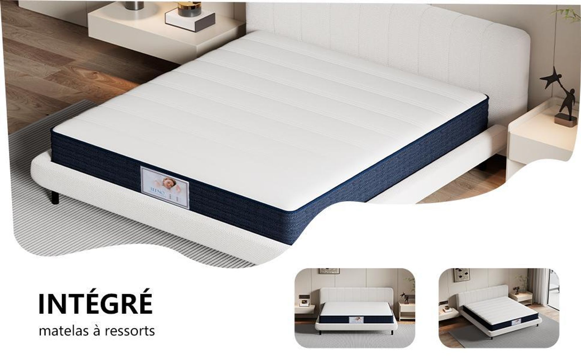 TEENO Matelas 90x190 en Mousse et Ressorts 22 cm d'épaisseur,7 Zones de Confort, résistant et Durable, Support à Haute résilience, Respirant