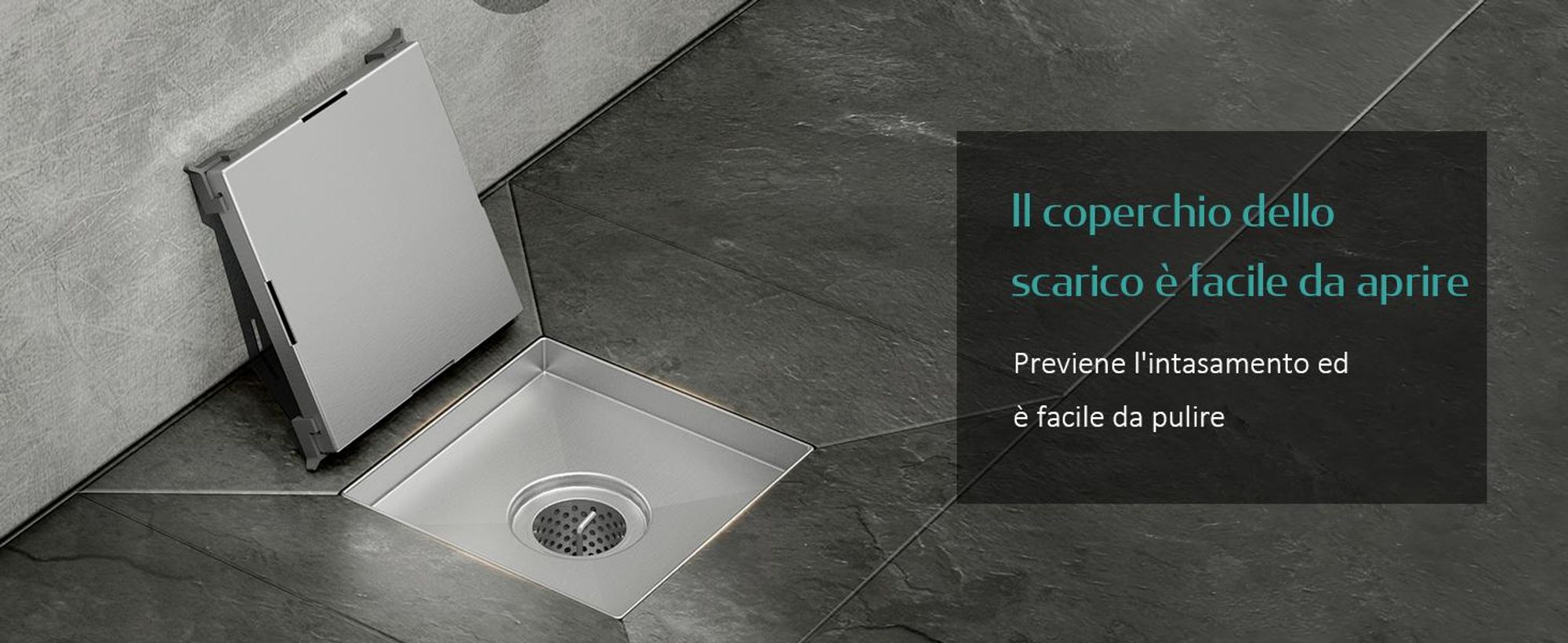 Set di scarico a pavimento EMKE in acciaio inox angolare 152 x 152 mm con sifone antiodore e filtro per capelli, set di fori per lo scarico della doccia