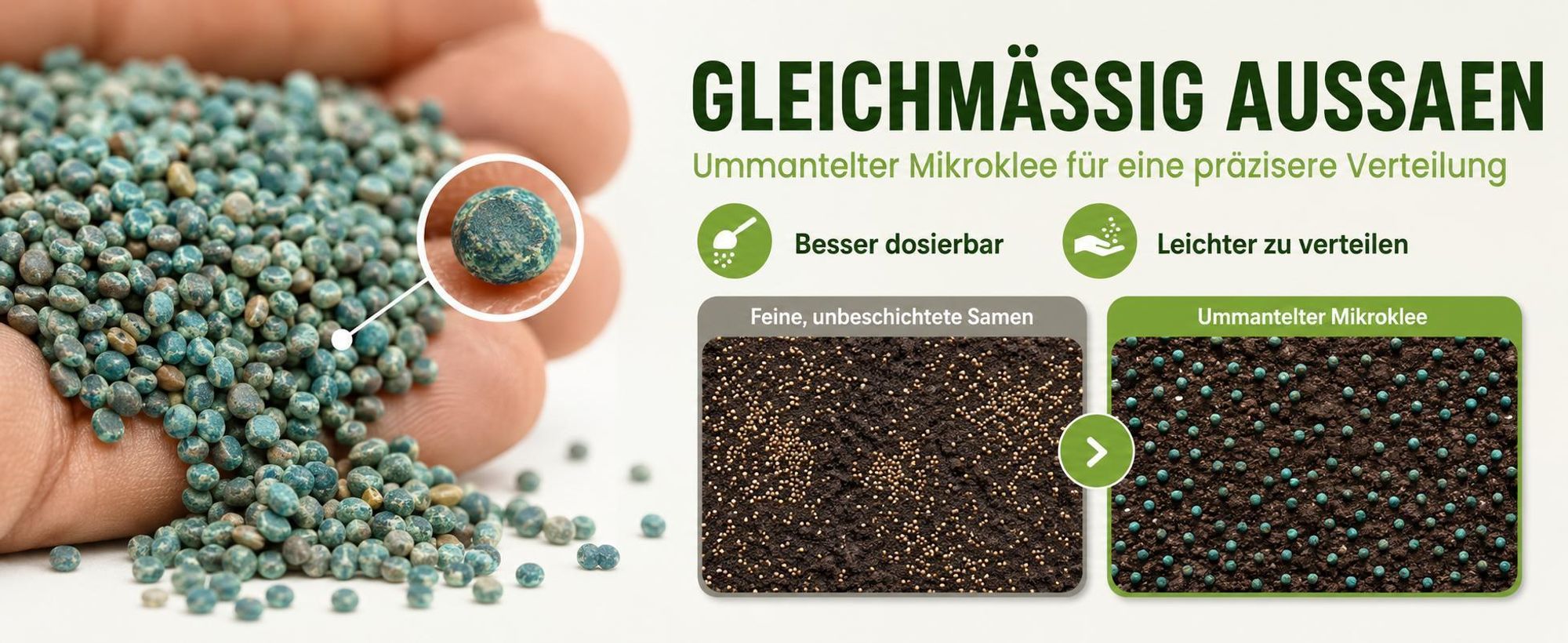 EcoDeco Mikroklee Rasensamen mit Mikroklee Pipolina, strapazierfähige Rasenmischung für 400 m2, mit Weißklee, für dauerhafte Grünflächen