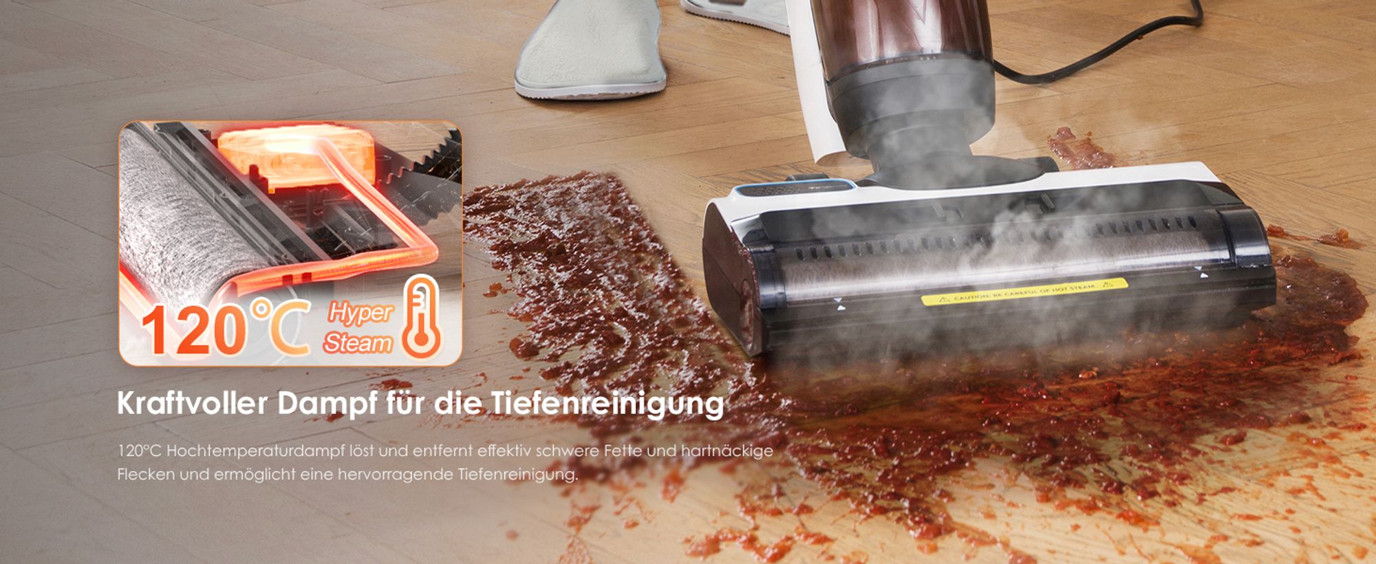 Kraftvoller Dampf für die Tiefenreinigung