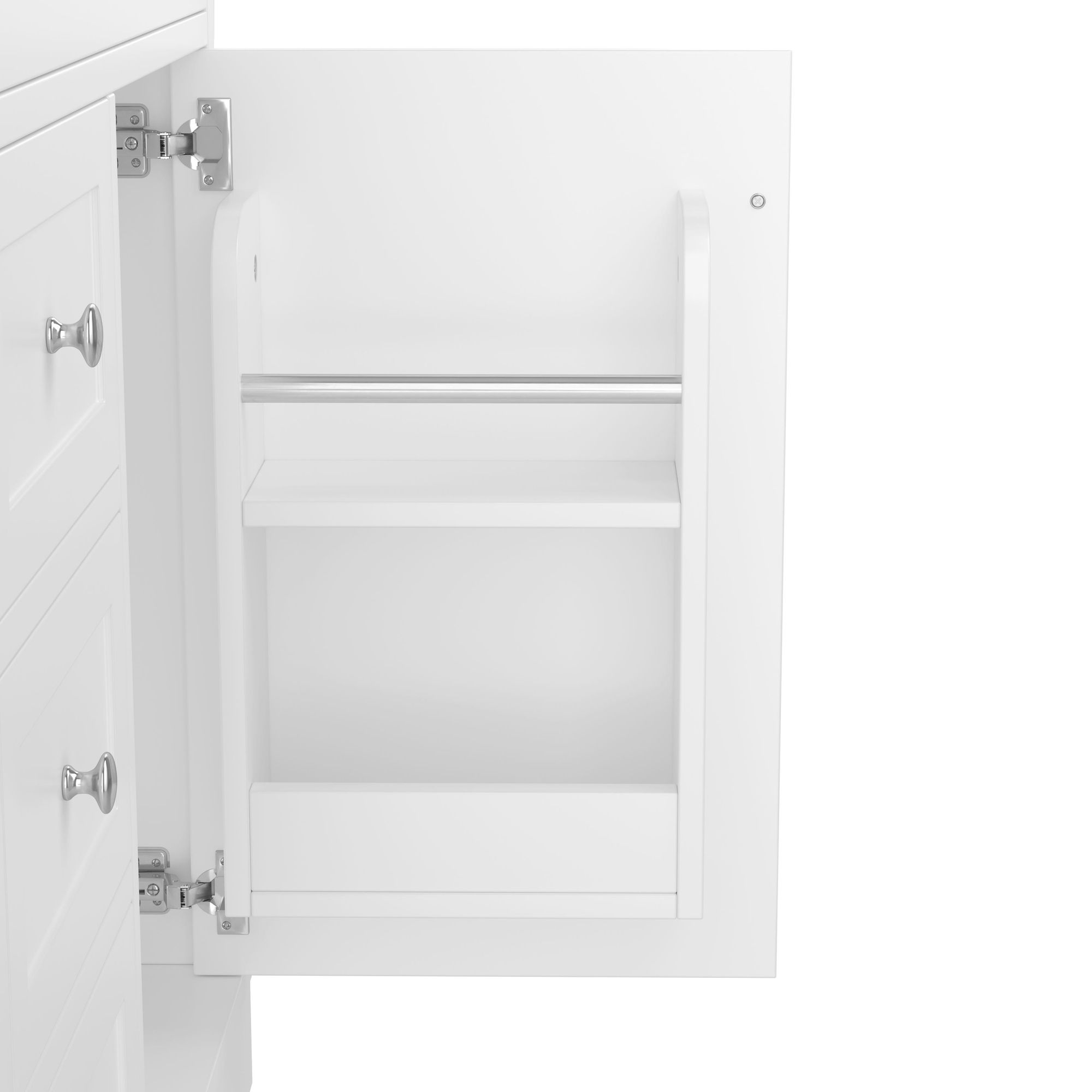Merax Waschtischunterschrank mit 4 Schubladen inkl. Klappschublade, Tür, Bodenstehender Badezimmerschrank, Keramik Waschbecken, 76x46x87cm, Weiß