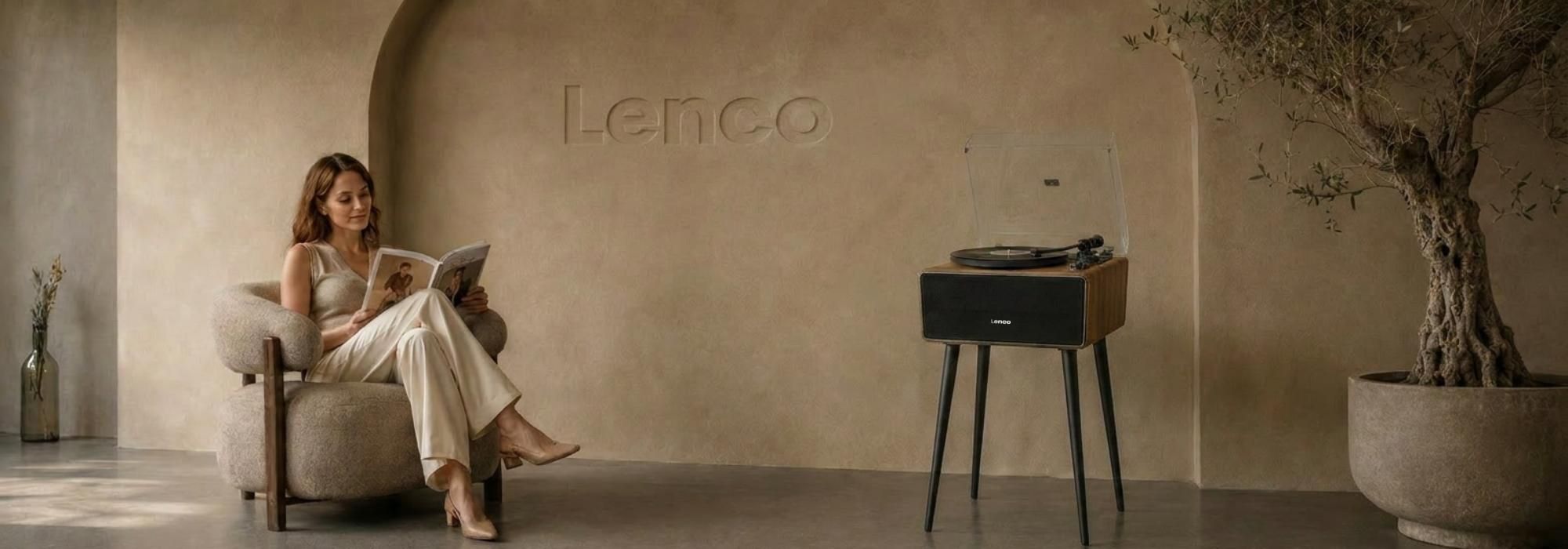 Lenco LS-15WD - Plattenspieler mit Bluetooth®, zwei integrierten Lautsprechern und AT3600L Tonabnehmer - Holz