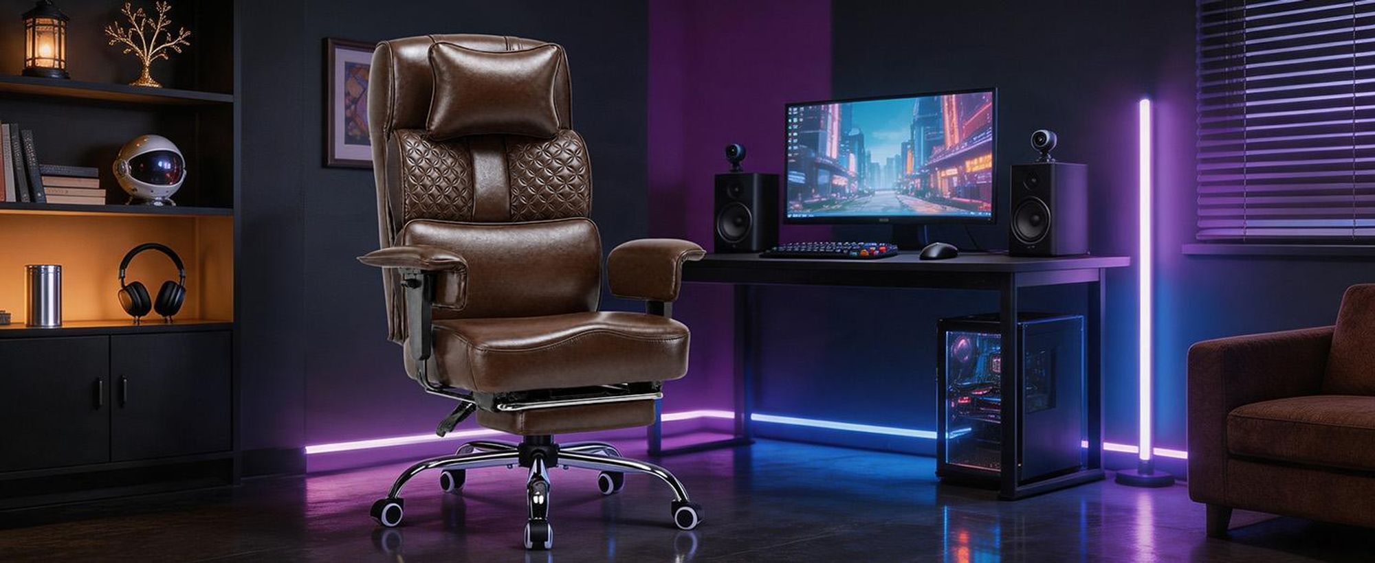 GTPLAYER Gaming Stuhl Ergonomischer Bürostuhl mit Verstellbarer Kopfstütze großer Lendenwirbelstütze, 54 cm breiter Sitz, 90°–150° neigbar 180KG
