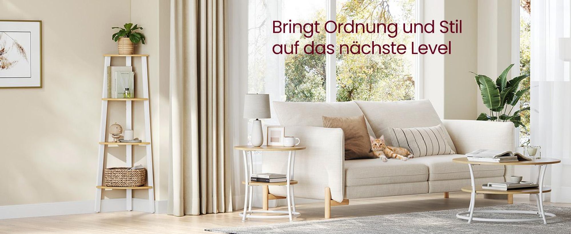 VASAGLE Eckregal, Bücherregal, Leiterregal mit 4 Ablagen, Industrie-Design