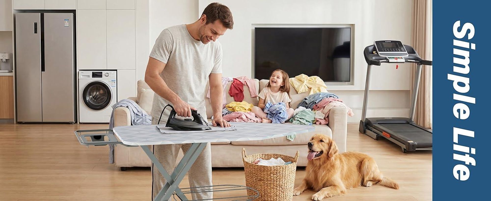 STANEW Bügelbrett 120 x 45 cm,Klappbares Bügelbretter Bügeltisch für Dampfbügeleisen,Sicherheitsschließsystem,höhenverstellbar, Wellengrau