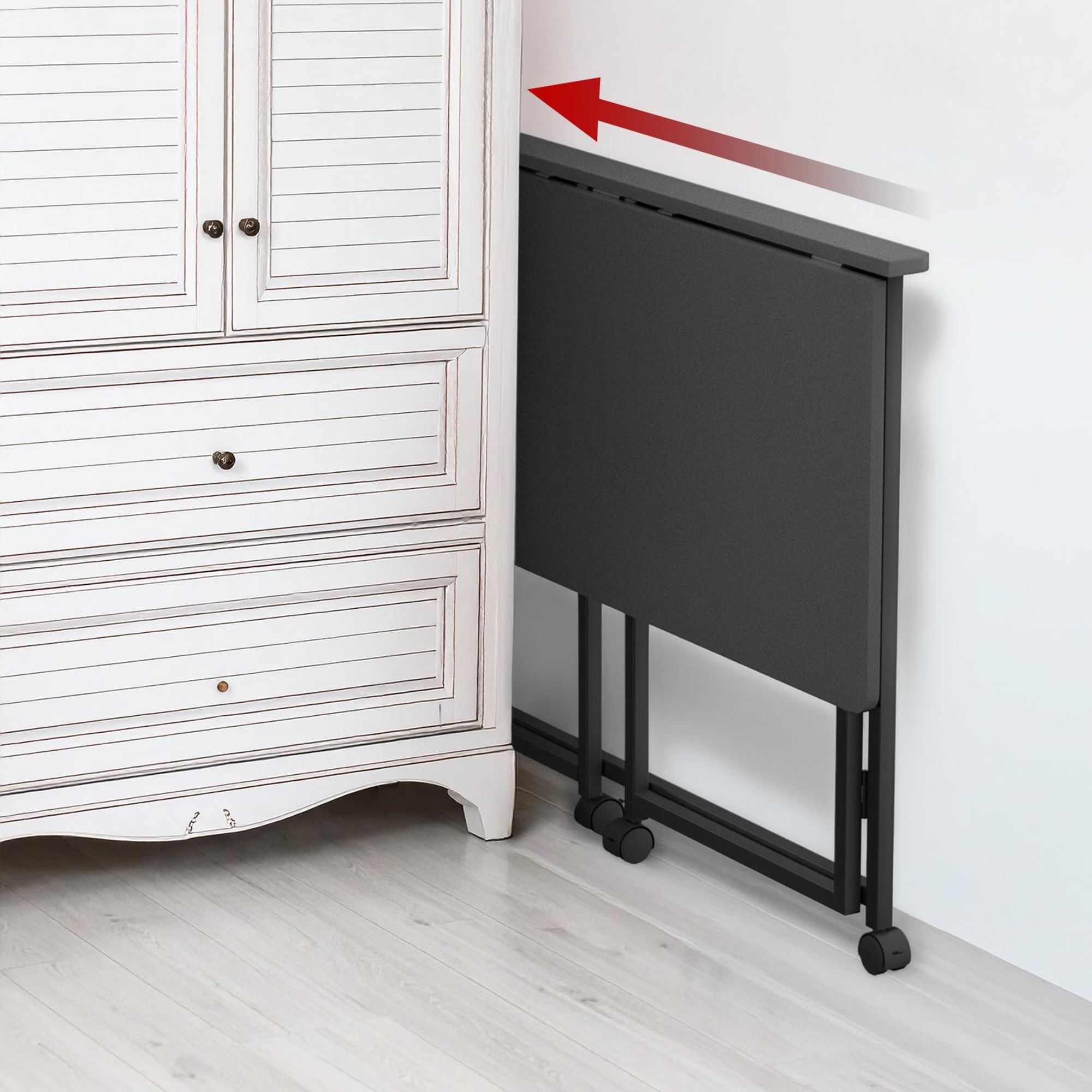 Maclean Klapptisch schwarz mobil Platte 100x50cm max. 50kg MC-1250 B