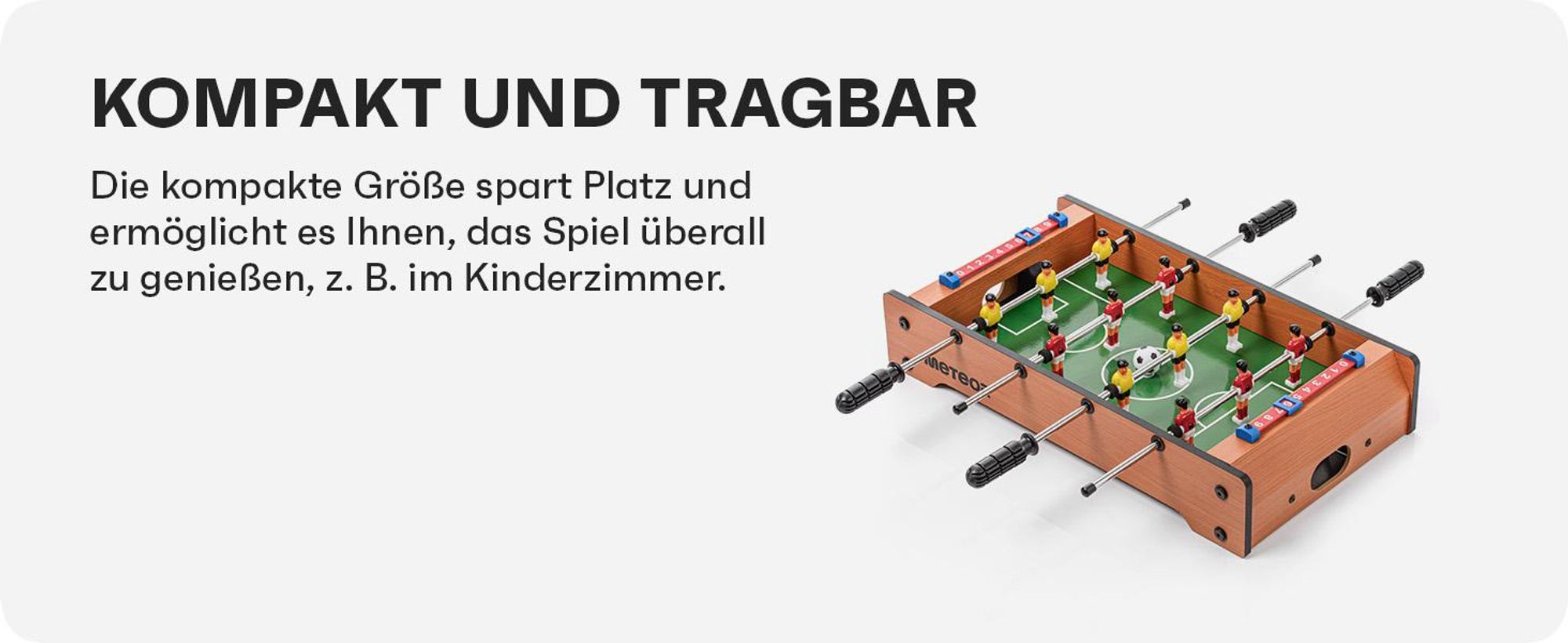 Meteor Derby Kickertisch, Mini-Kicker 51x31x9 cm