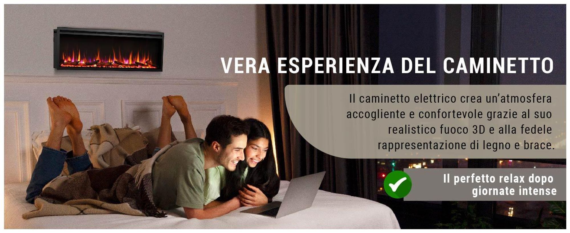 Camino elettrico BALDERIA Atalanta 60 - Camino da incasso, 1500 W - Nero