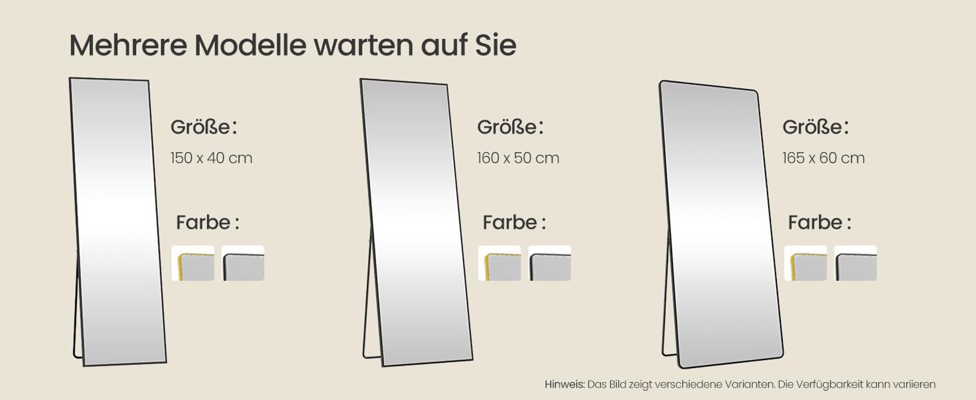 SONGMICS Ganzkörperspiegel, Spiegel rechteckig, stehend oder wandmontiert, für Wohnzimmer, Schlafzimmer, 160 x 50 cm, schwarz