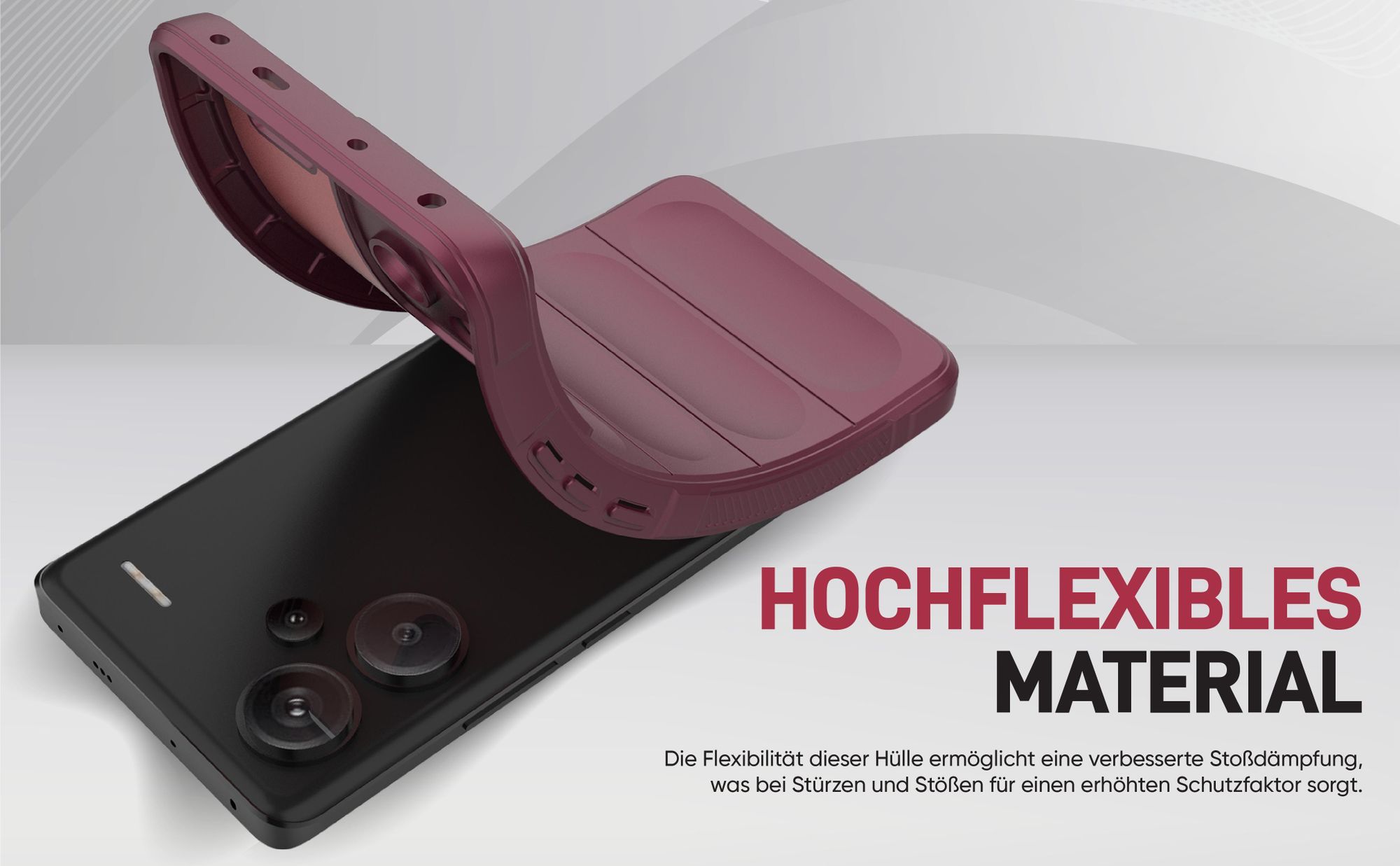 Stoßfestes und flexbiles Handy Case mit Griffzonen in Lila für Xiaomi Redmi Note 13 Pro+ 5G