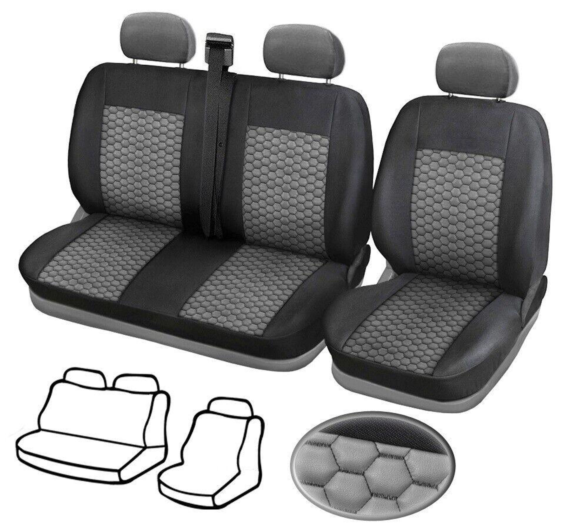 1+2 Sitzbezüge aus für Mercedes Sprinter (06-18) Schwarz/Grau Neu Top