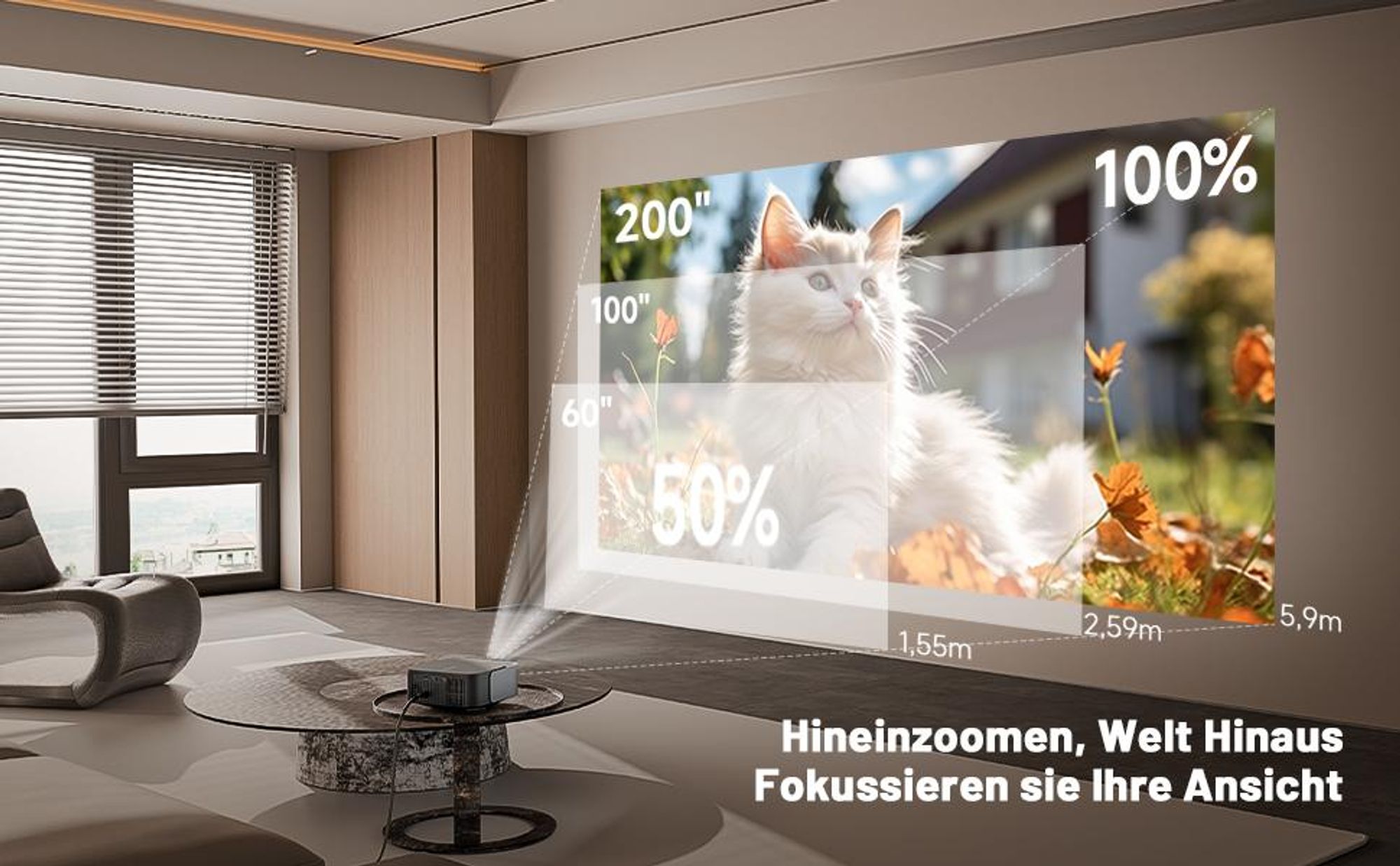 Beamer 4K mit Netflix, Native 1080P, Android 13.0, Elektrischer Fokus, 25000 Lumens, 2-Wege Bluetooth 5.3 WiFi6 Beamer Heimkino