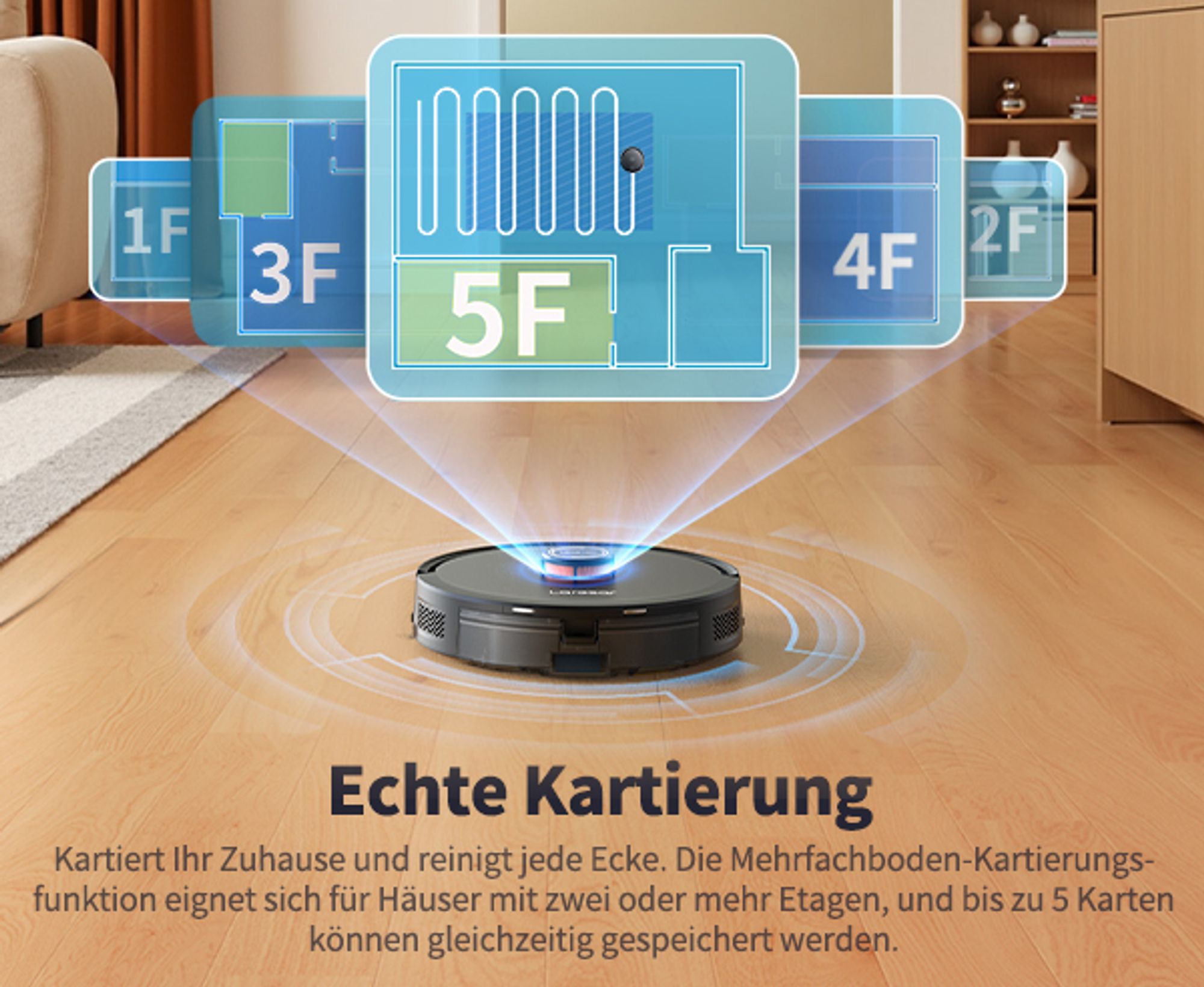 Laresar Lasernavigation Staubsauger Roboter, Roboter Staubsauger mit 5000Pa,kehren, Saugen und Wischen 3 in 1,L20+