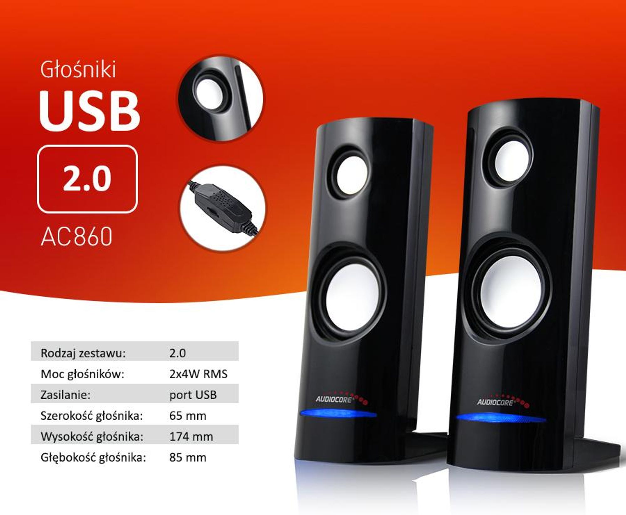 Stereo-Lautsprecher Speaker PC Computer Laptop USB Mini kleine Boxen Audiocore