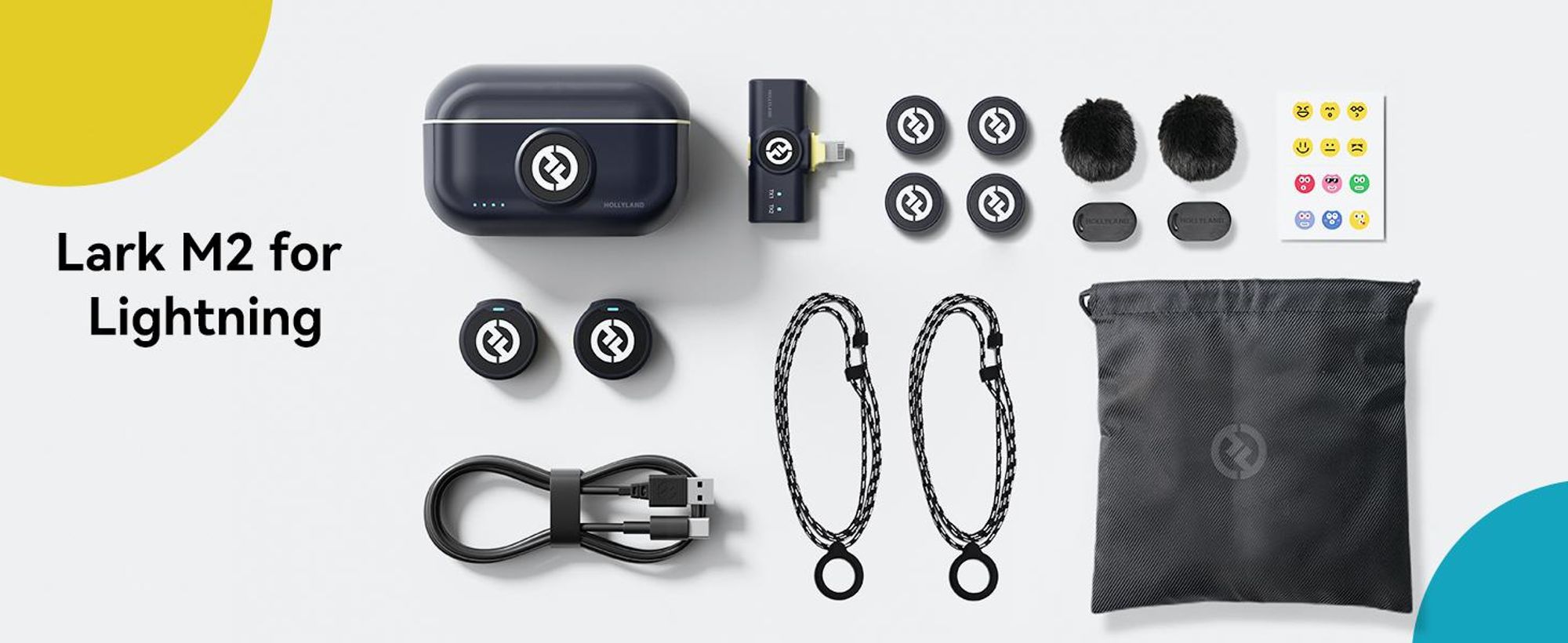 Hollyland LARK M2 draadloze laafmicrofoon met Lightning-connector – ENC, hifi-geluid, lange batterijduur, ontvanger voor camera en mobiel