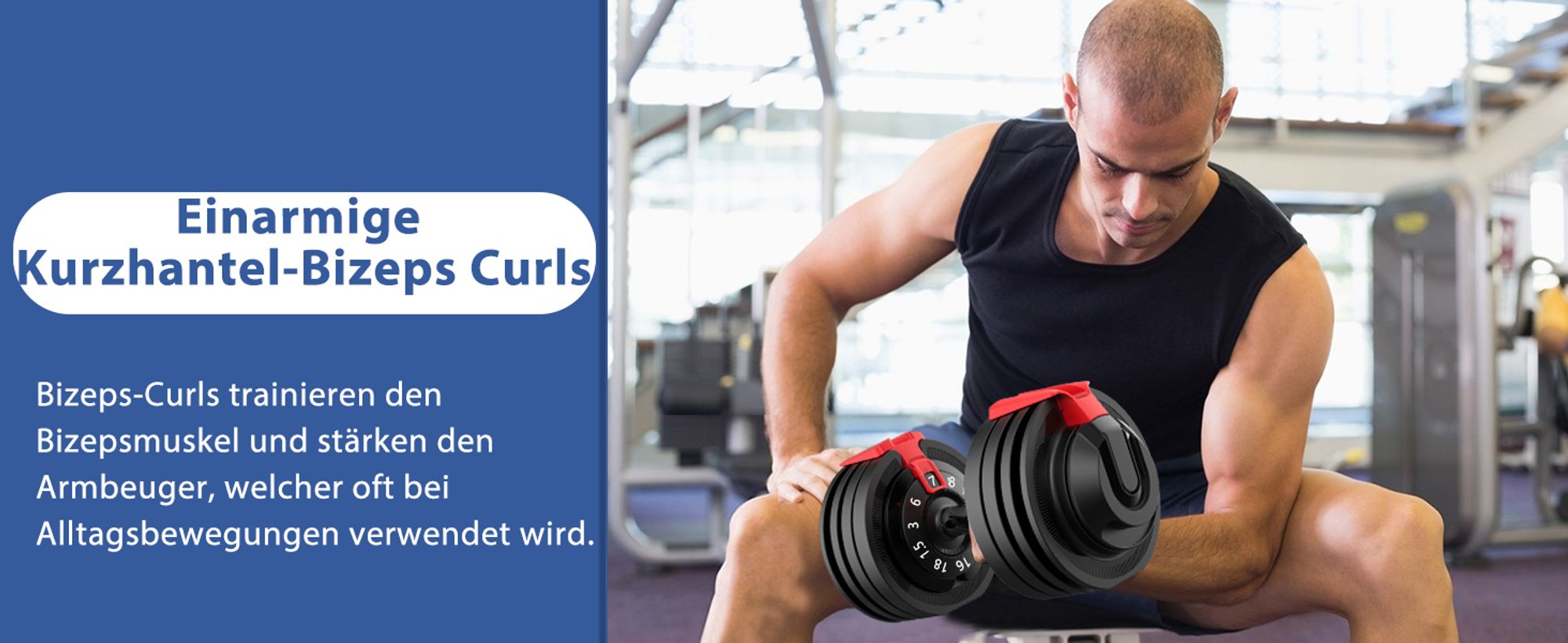 DH FitLife 1 x 18kg (1 Stück) verstellbare Hanteln 1,5 bis 18 KG mit 12 Gewichtsstufen, Kurzhanteln Hanteln Set mit Hantelscheiben, Hanteln Kurzhanteln verstellbar