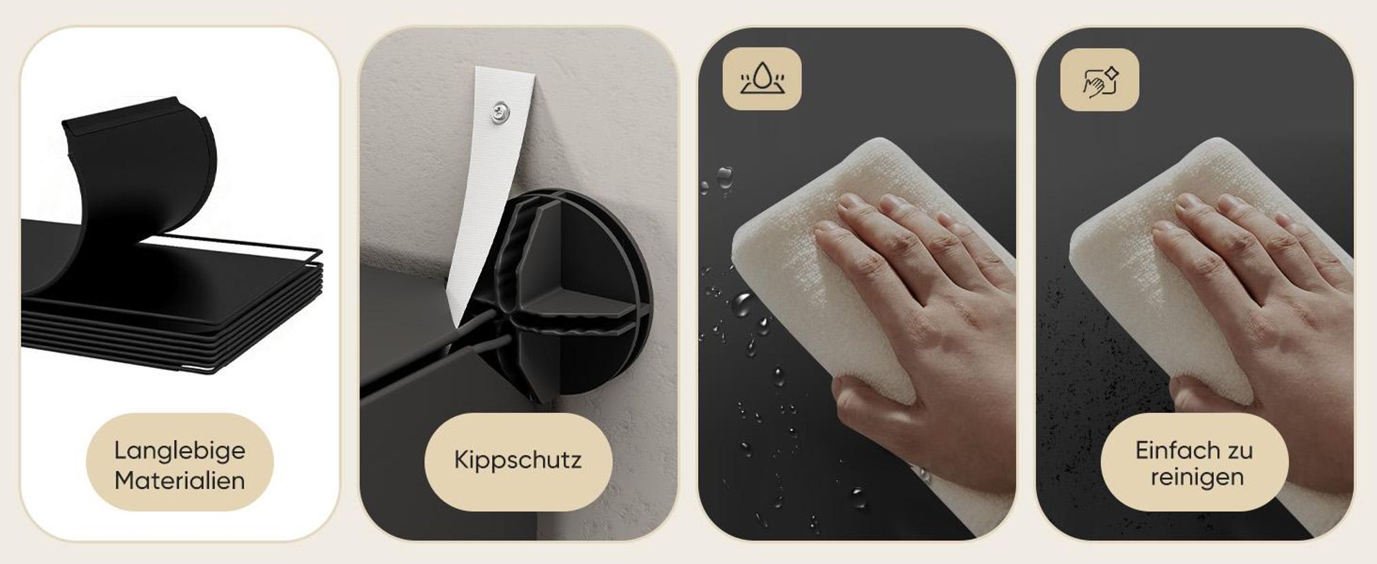 Sekey Schuhschrank Schuhregal für Flur mit 8 Fächern – für 32 Paar Schuhe, DIY Schuhablage, Kunststoff Schuhaufbewahrung, schwarz