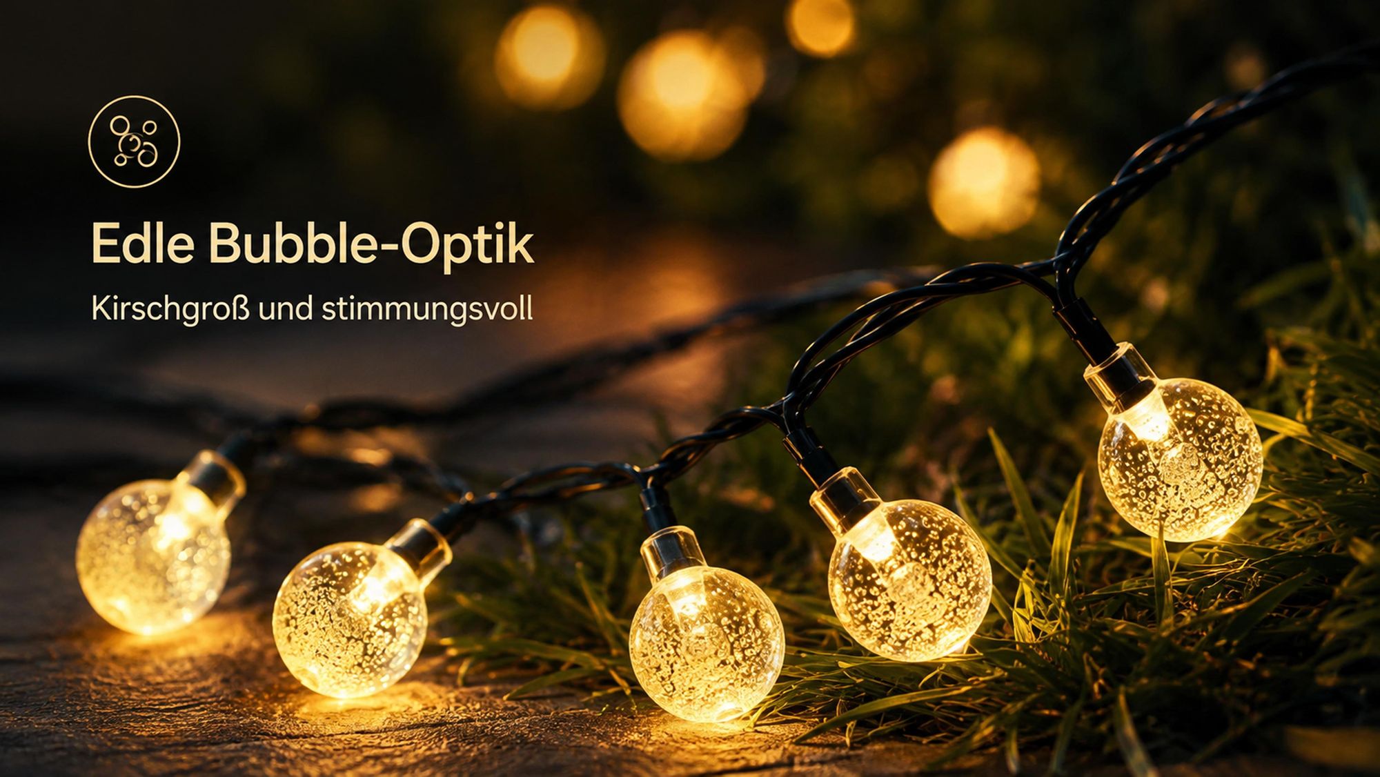 9.5M Lichterkette Außen Solar Glühbirnen LED Lichterketten, Innen Außen Weihnachten Beleuchtung Outdoor Garten Balkon Party Deko, Warmweiß