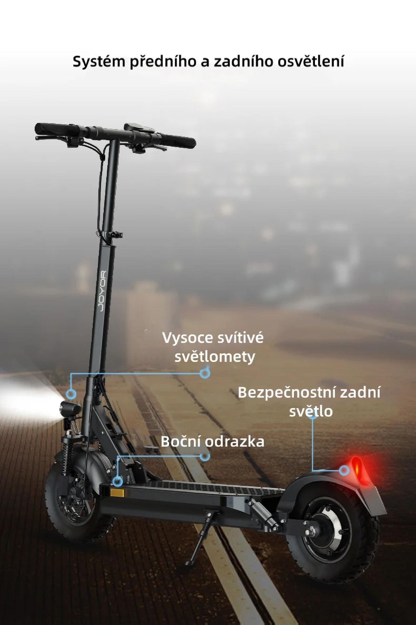 JOYOR Y8-S  ABE Skládací Elektrická koloběžka - 500W Motor 48V26AH Baterie 10 Palcové Pneumatiky - Černá