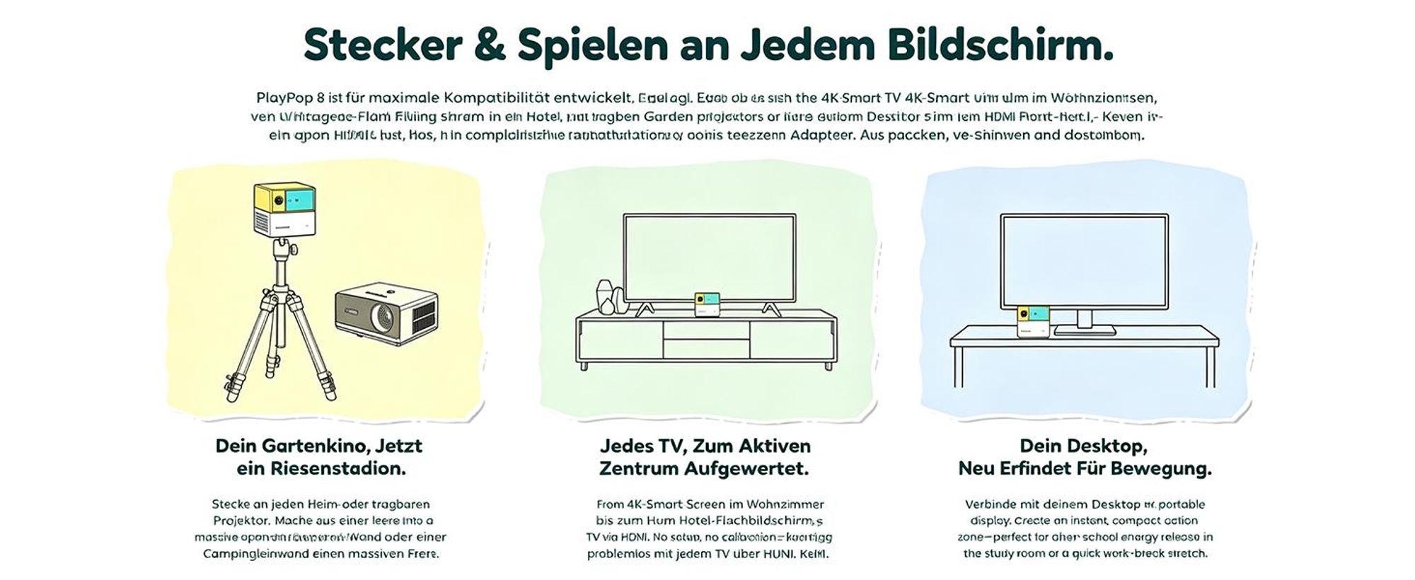 Blackview PlayPop 8 Spielkonsole für TV, 17-Punkt-KI-Tracking, ohne Controller, bis 4 Spieler, 6 Spielkategorien, HDMI, Geschenk für Kinder