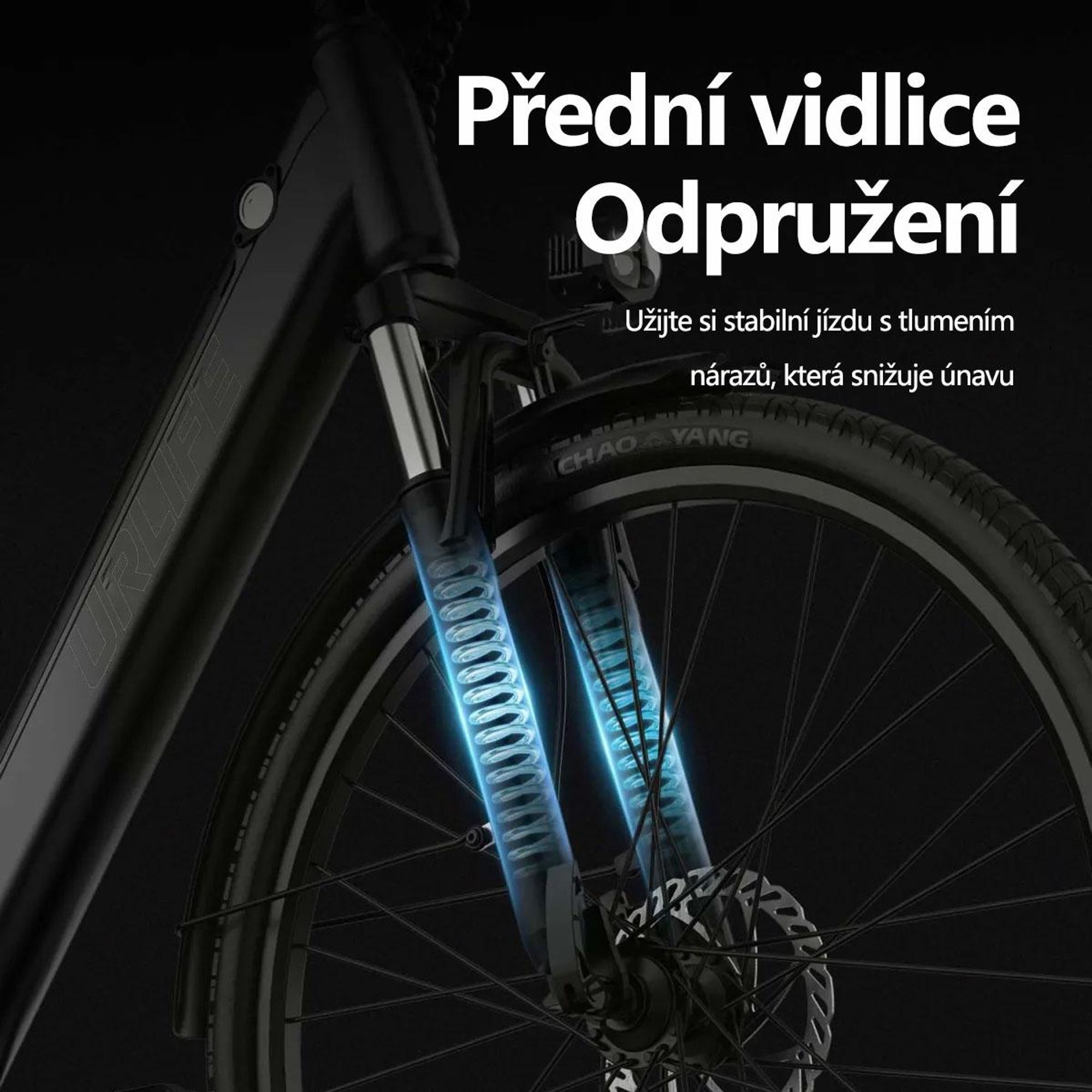 Elektrokolo URLIFE E26 - Motor 250W Baterie 48V10.4Ah 26palcové pneumatiky Kotoučové brzdy - Černé