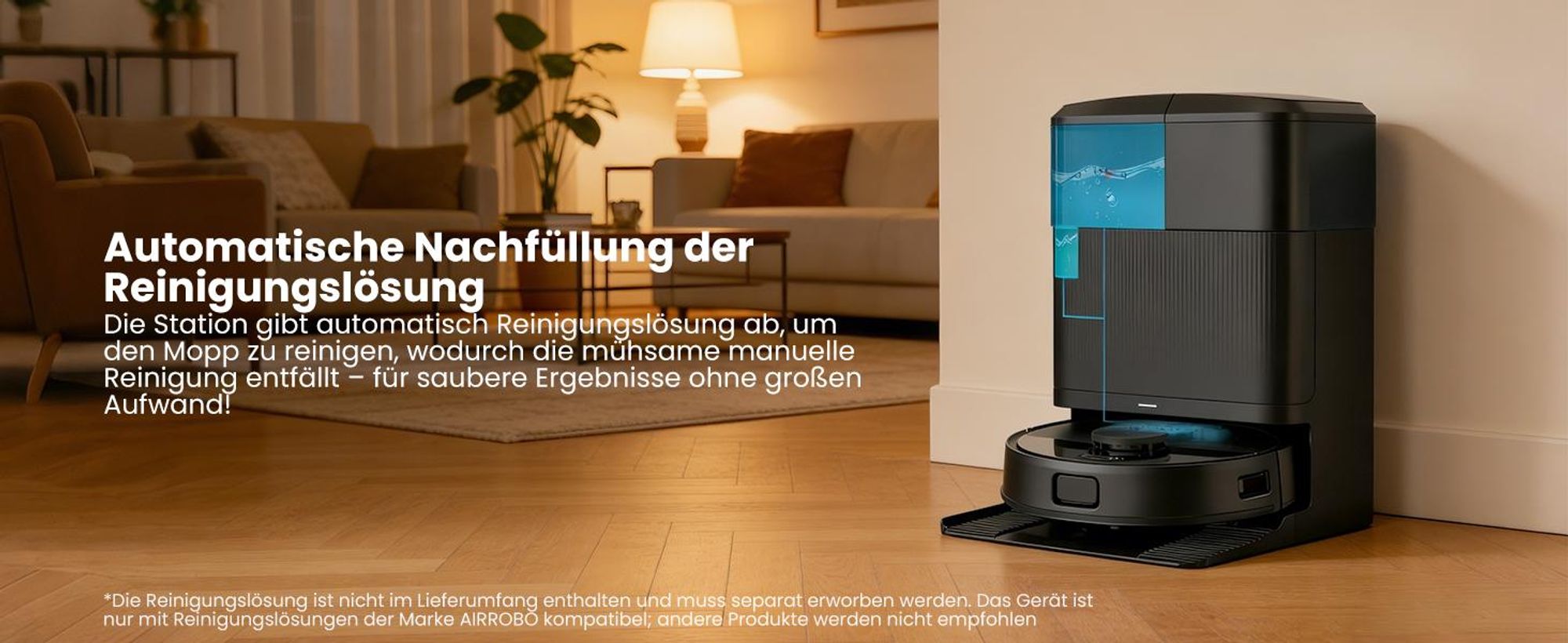 AIRROBO M2 Staubsauger Roboter, 10000Pa Saugroboter, Anti-Tangle-Bürsten, Wischroboter mit Lifting-Mopp