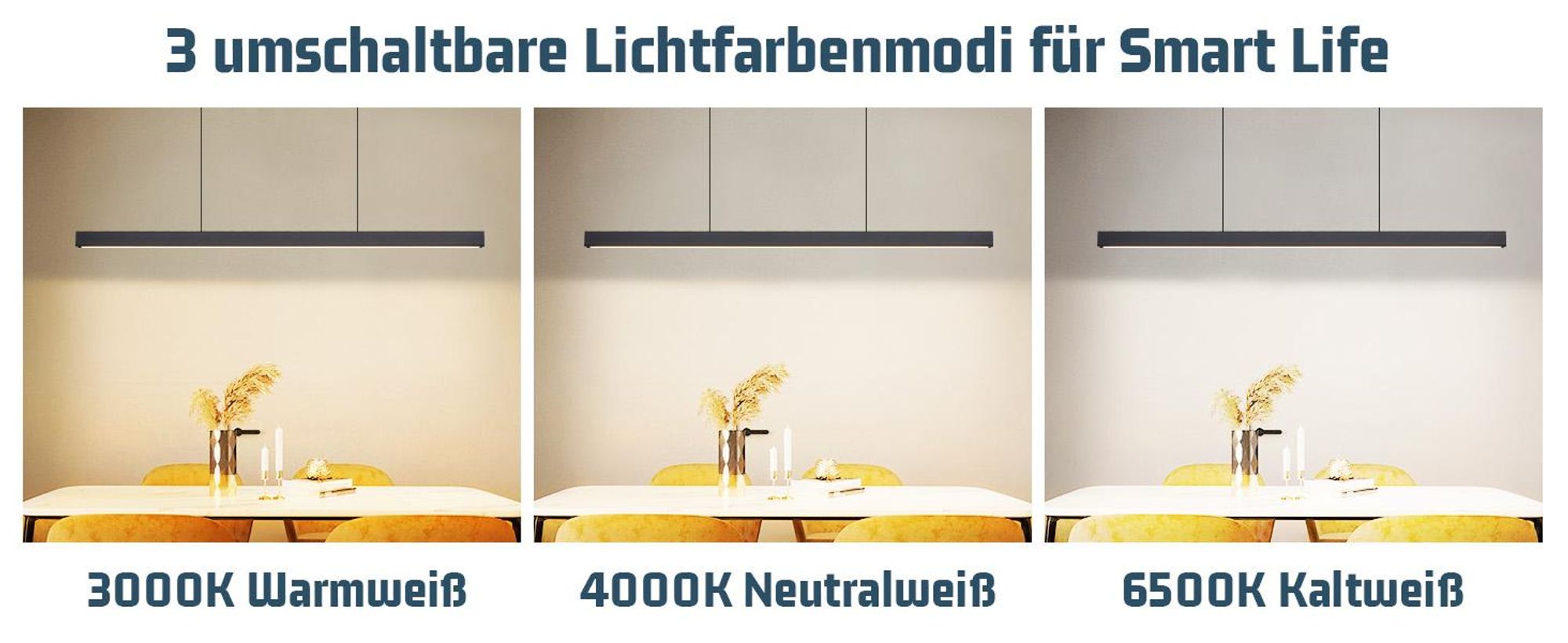 ZMH LED Pendelleuchte Esszimmer Hängelampe Dimmbar Fernbedienung 37W Esstischlampe 108CM Pendelleuchten für Küche Bar Wohnzimmer Schwarz
