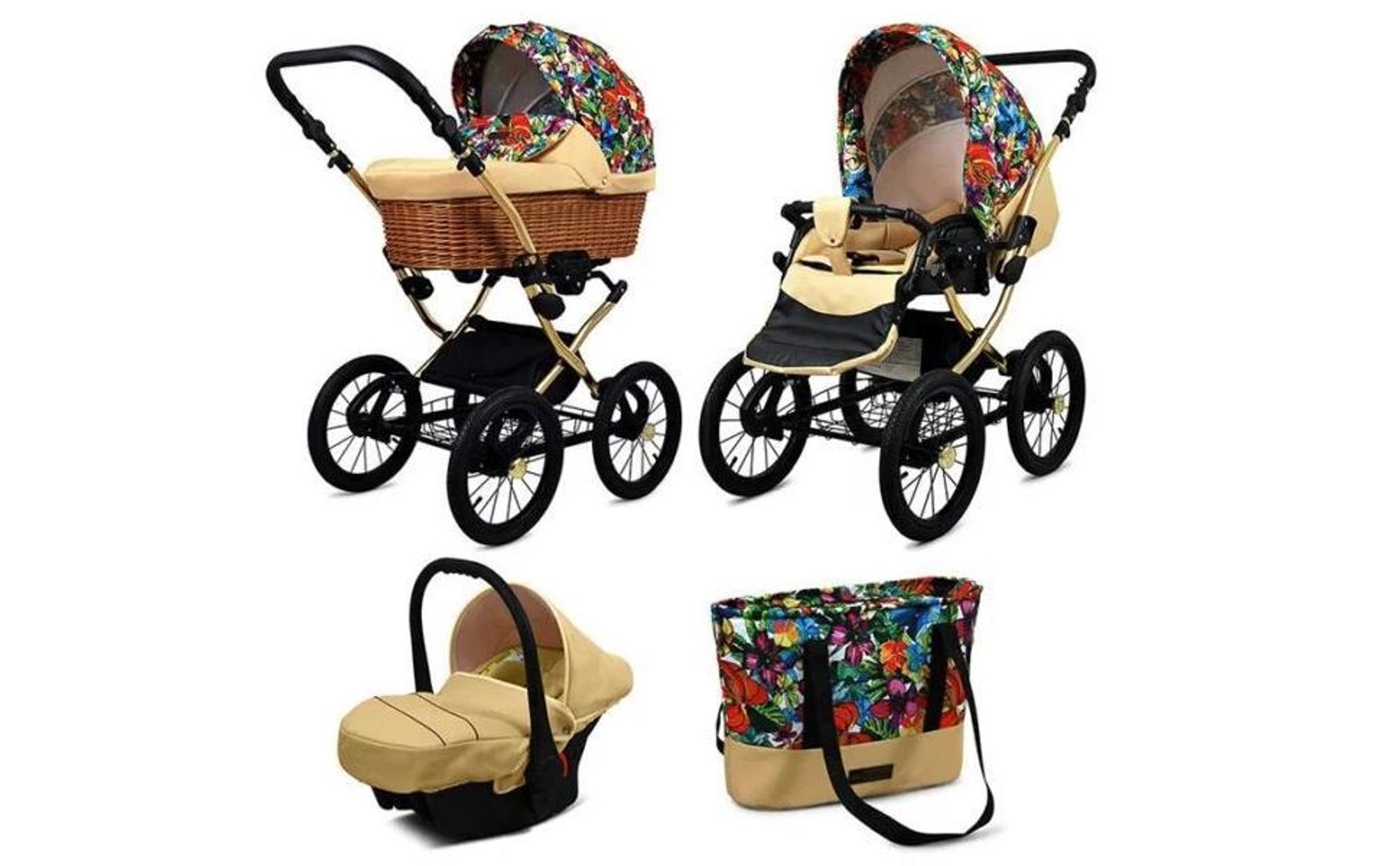 Babylux® Classic Exclusive | Kocárek 3v1 Set | Garden Flowers | Kocárek Kombi | Kinderwa
