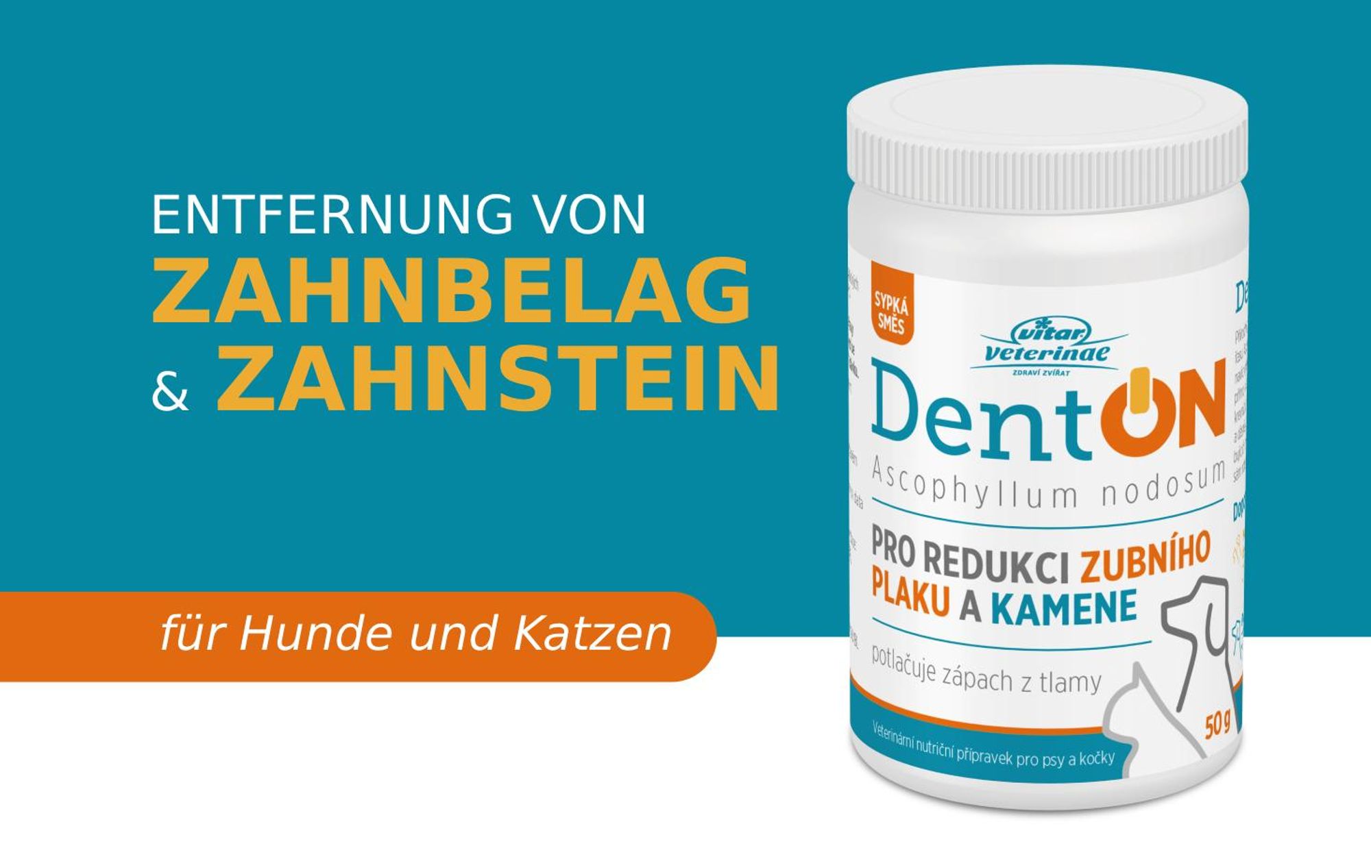 VITAR Veterinae Denton 100 g Zahnpflege für Hunde & Katzen – gegen Zahnstein, Zahnbelag & Mundgeruch, natürlich mit Meeresalge Ascophyllum