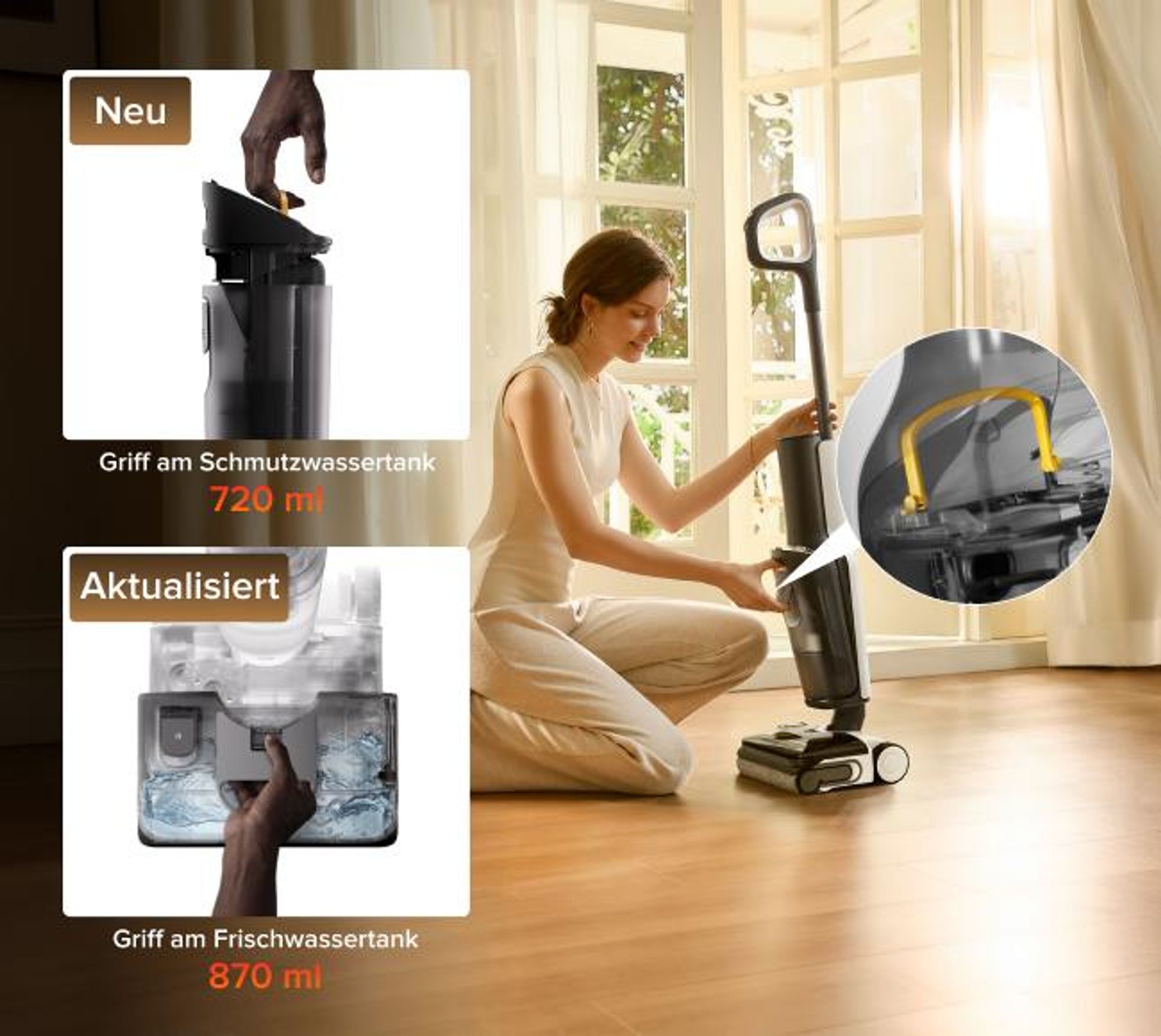 Roborock F25 LT Gen 2 Nass Trockensauger, 20.000 Pa, 60 Min Laufzeit 180° Lay-Flat Saugwischer, 95°C Hochtemperatur Selbstreinigung, Anti-Tangle
