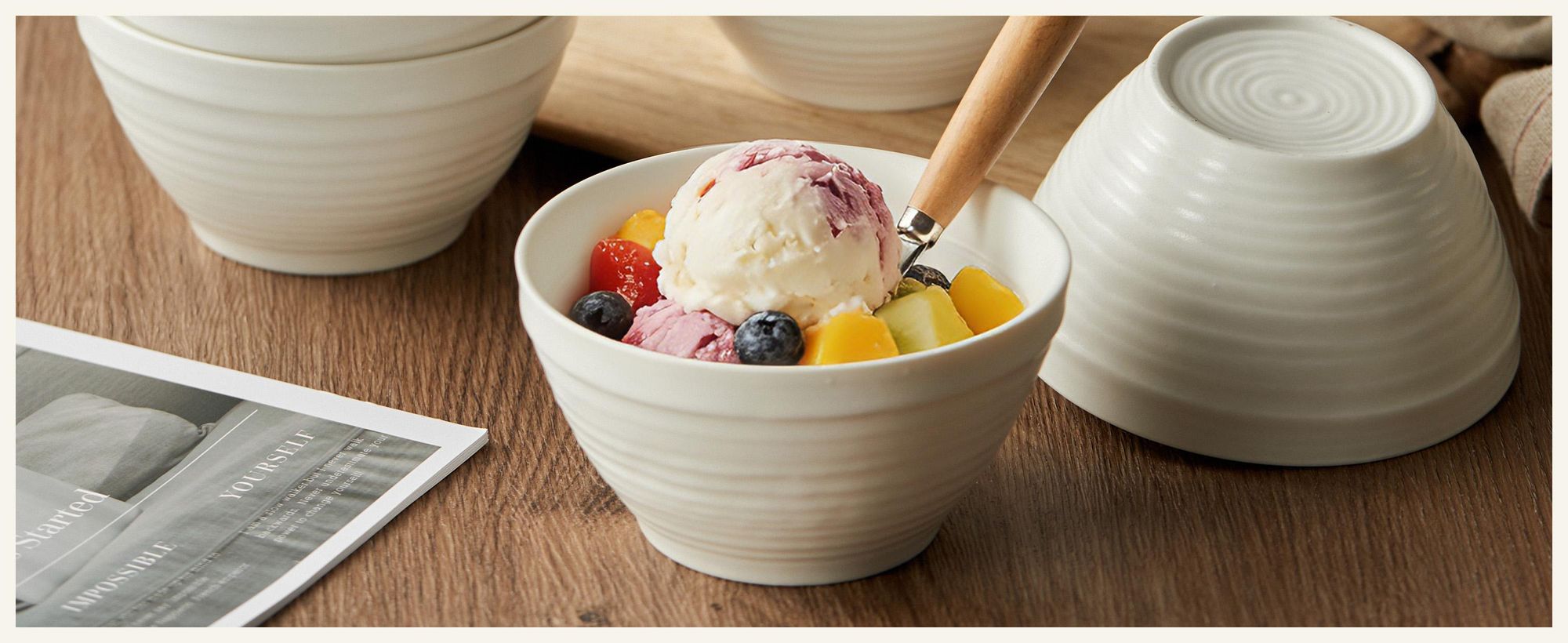 Schale set 6stück Ø11,8cm Salatschalen Müslischale Suppenschale Keramik Schalen für 6 Personen Matt-Glasur Bowl Mikrowellen- und Spülmaschinengest