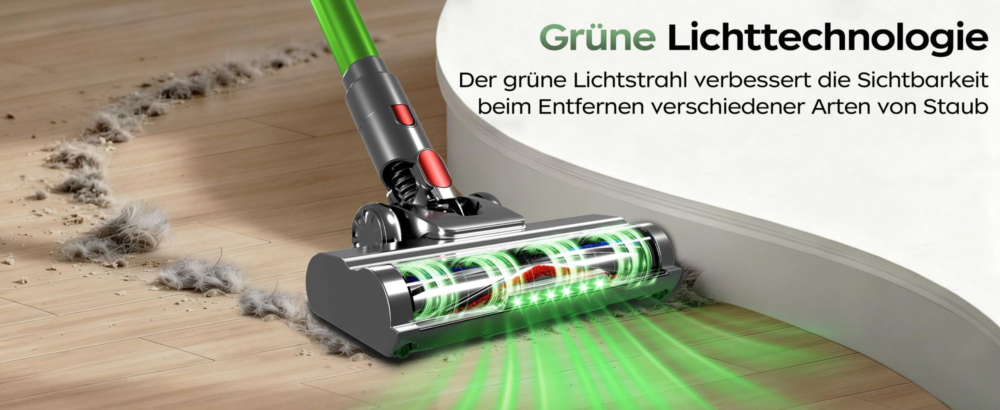 Adormii Akku-Staubsauger mit 50000 Pa Saugkraft, 60 Min, Standfunktion, ideal für Haushalte mit Haustieren, kabelloser Staubsauger, Anti-Wickel-Bürst