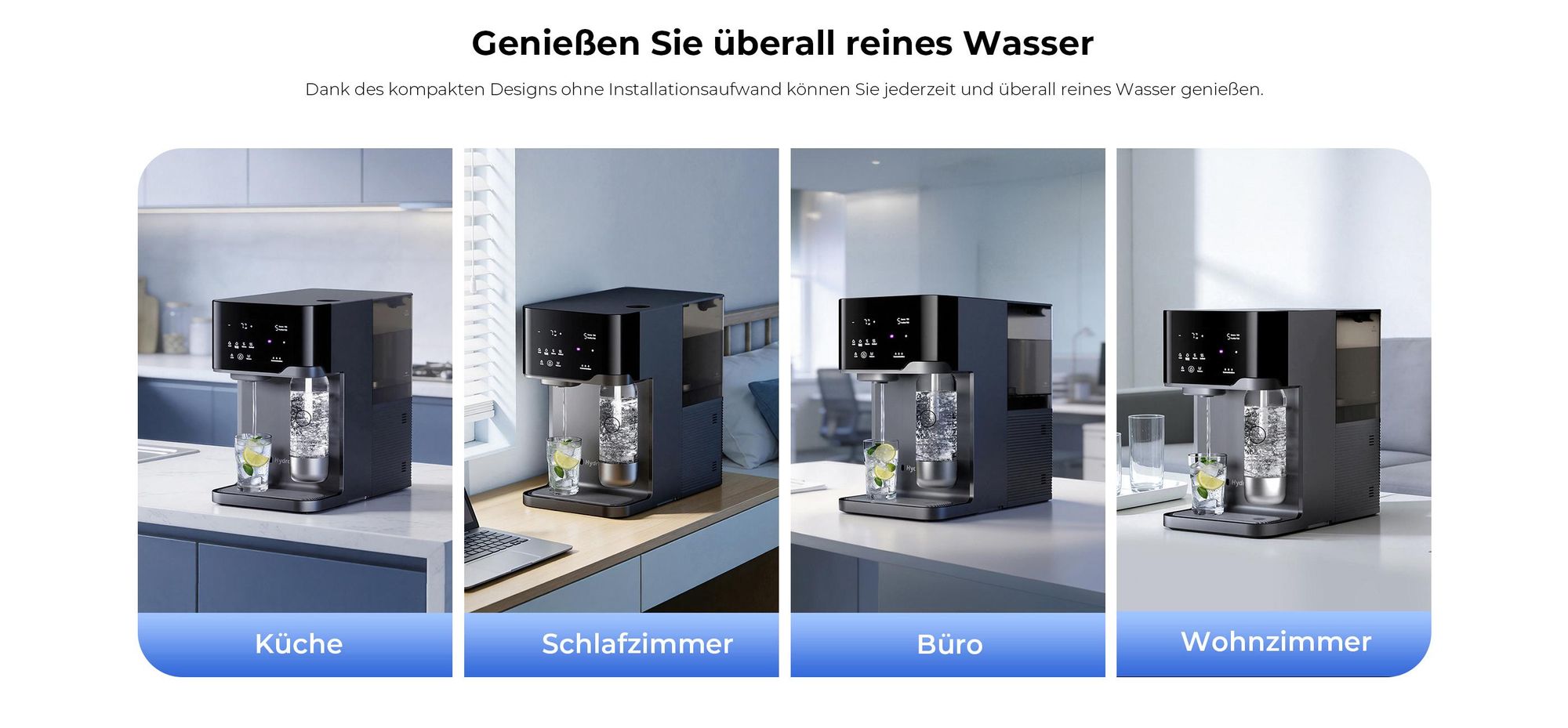 Hydrofast C300 RO Wasserfilter mit Sprudelfunktion inkl. HF04 5-in-1 Ersatzfilter, UV, 7°C Kaltwasser, Heißwasser