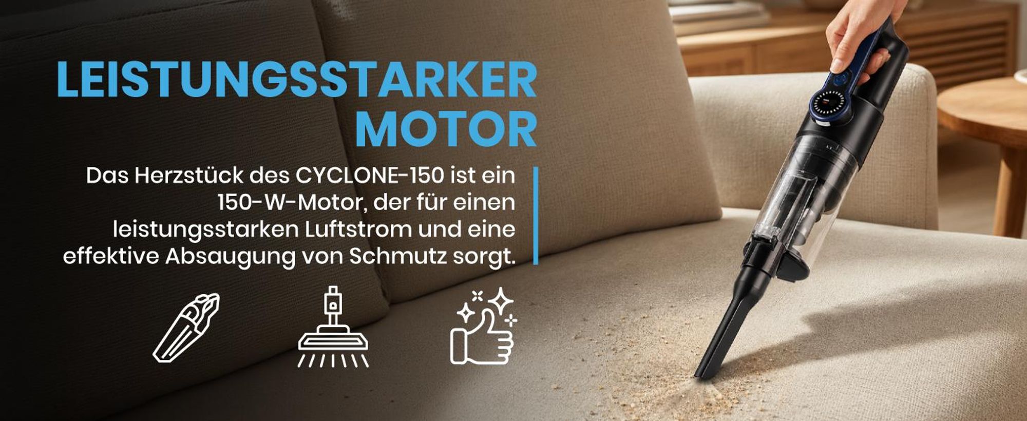 Akku Handstaubsauger Mini für Auto Büro Haus Gebläse mit Leisung 18000 Pa