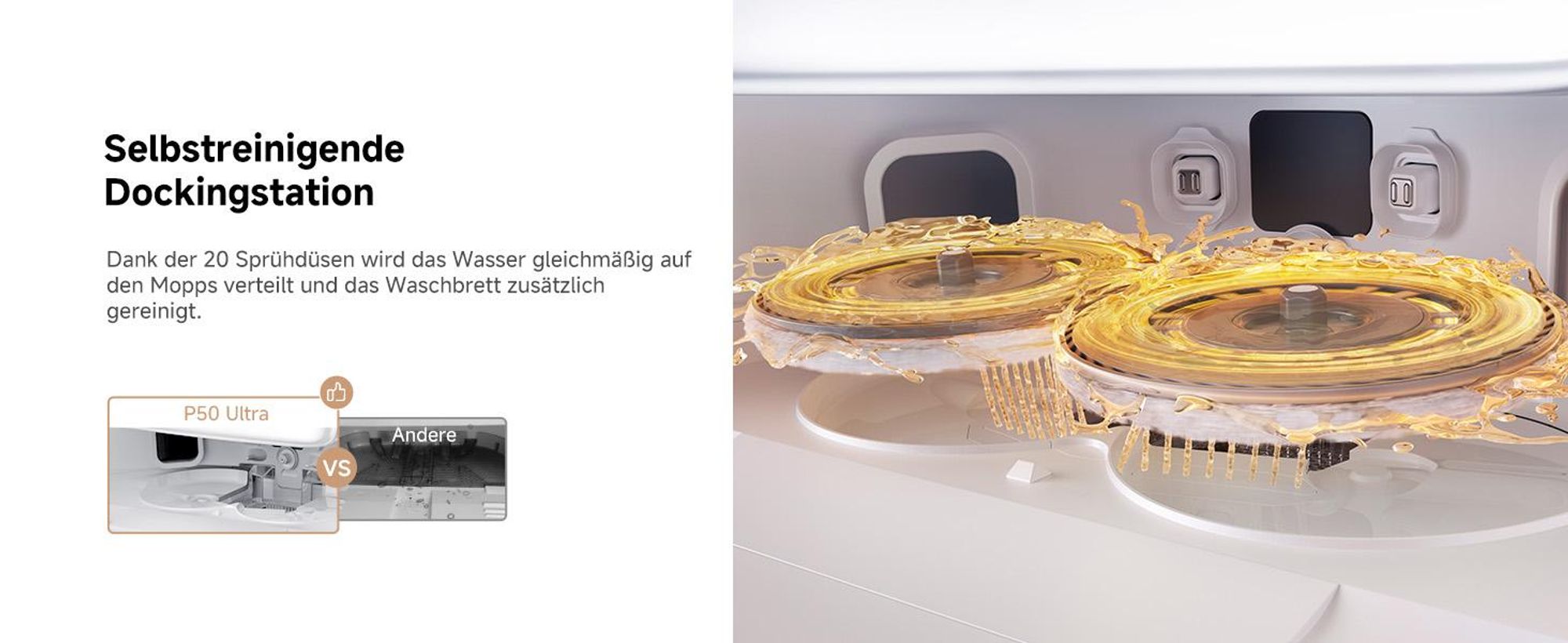 MOVA P50 Ultra Saugroboter 19.000 Pa, flexibler Wischmopp, automatische Reinigung 75 °C + Reinigungsflüssigkeit inklusive