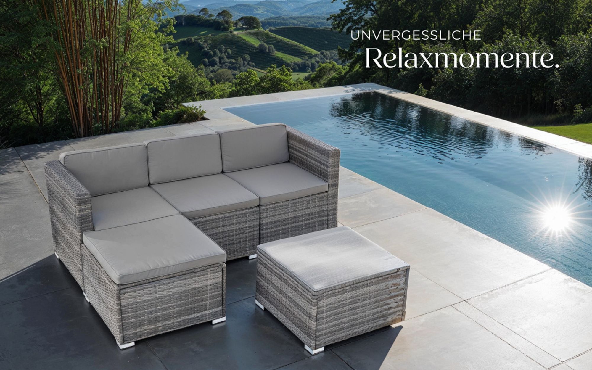 tectake® Rattan Lounge Lignano für 3 bis 4 Personen widerstandsfähig