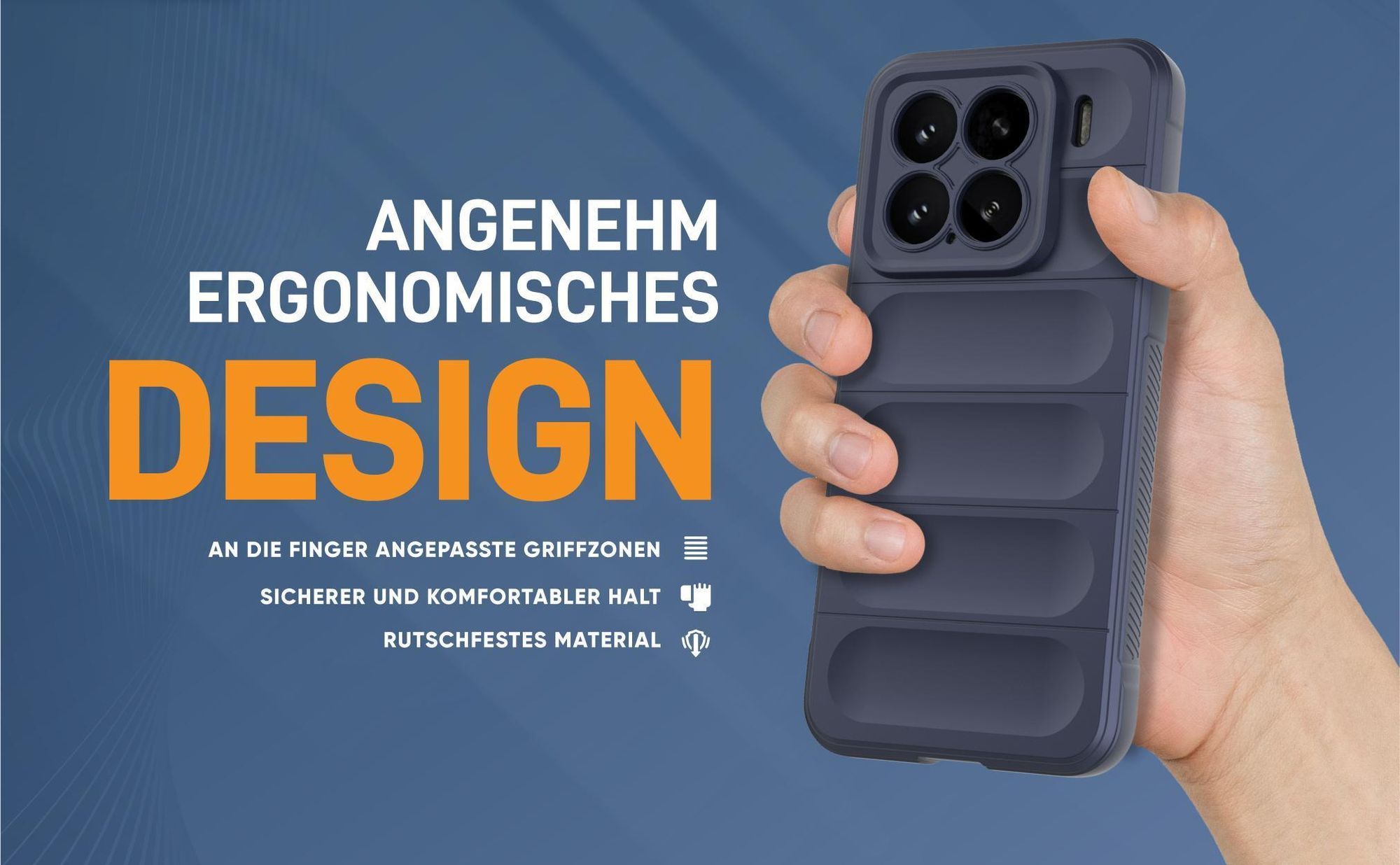 Blaue rutschfeste Hülle für Xiaomi 15 mit weichem Mikrofaser Inlay