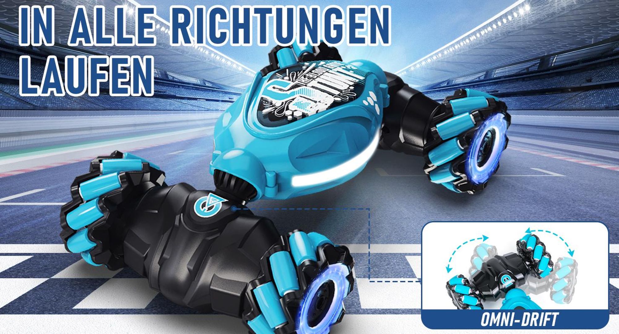Ferngesteuertes Auto, Gestenoperation RC Auto Für Kinder, 4WD 2.4GHz Fernbedienung mit Licht und Musik, 360° Flips, mit 2 Akkus, Geschenke
