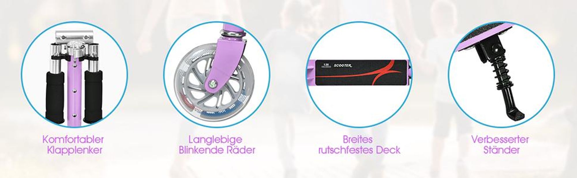 COSTWAY Kinder Roller mit LED Rädern, Cityroller höhenverstellbar, Kinder Scooter für Kinder ab 4+, Kinder Kickscooter, Tretroller für Junge & Mädchen