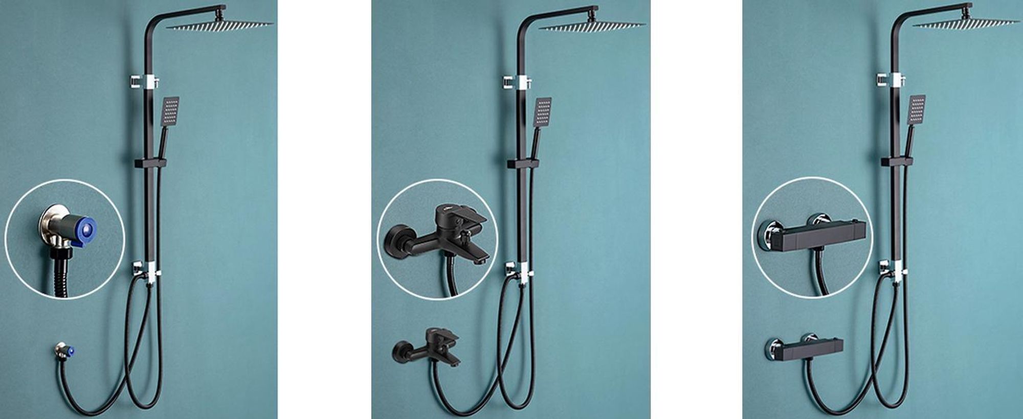 Auralum Duschsystem Regendusche ohne armatur Edelstahl Duschstange mit Handbrause Höhenverstellbare Massage Duschpaneel
