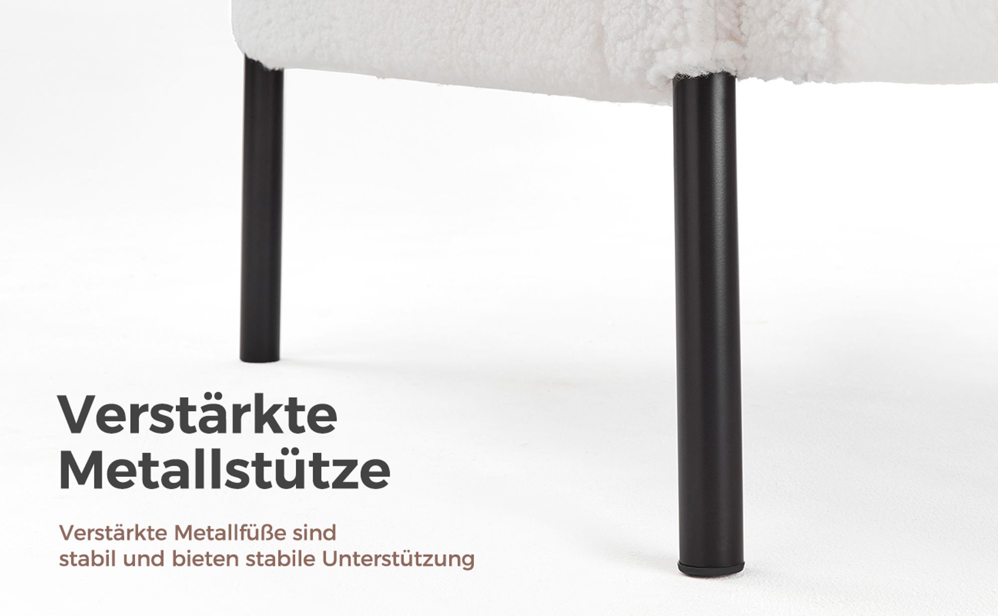 Mondeer Sessel Freizeitsessel Gepolstertes Einzelsofa Dekorativer Sessel Weißes Lammfell Schwarzes Metallgestell Geeignet