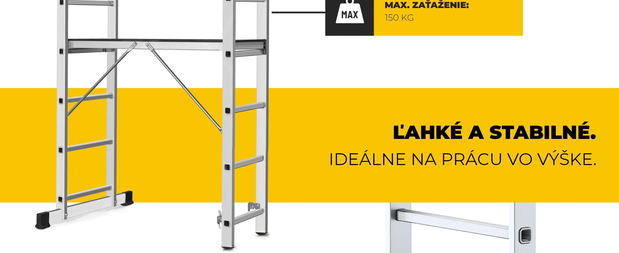 Drabest | Hliníkové lešenie - lešenie - viacúčelový rebrík - rebríkové lešenie - 2x7 - rebríkové lešenie - 150 kg - plošinové hliníkové lešenie