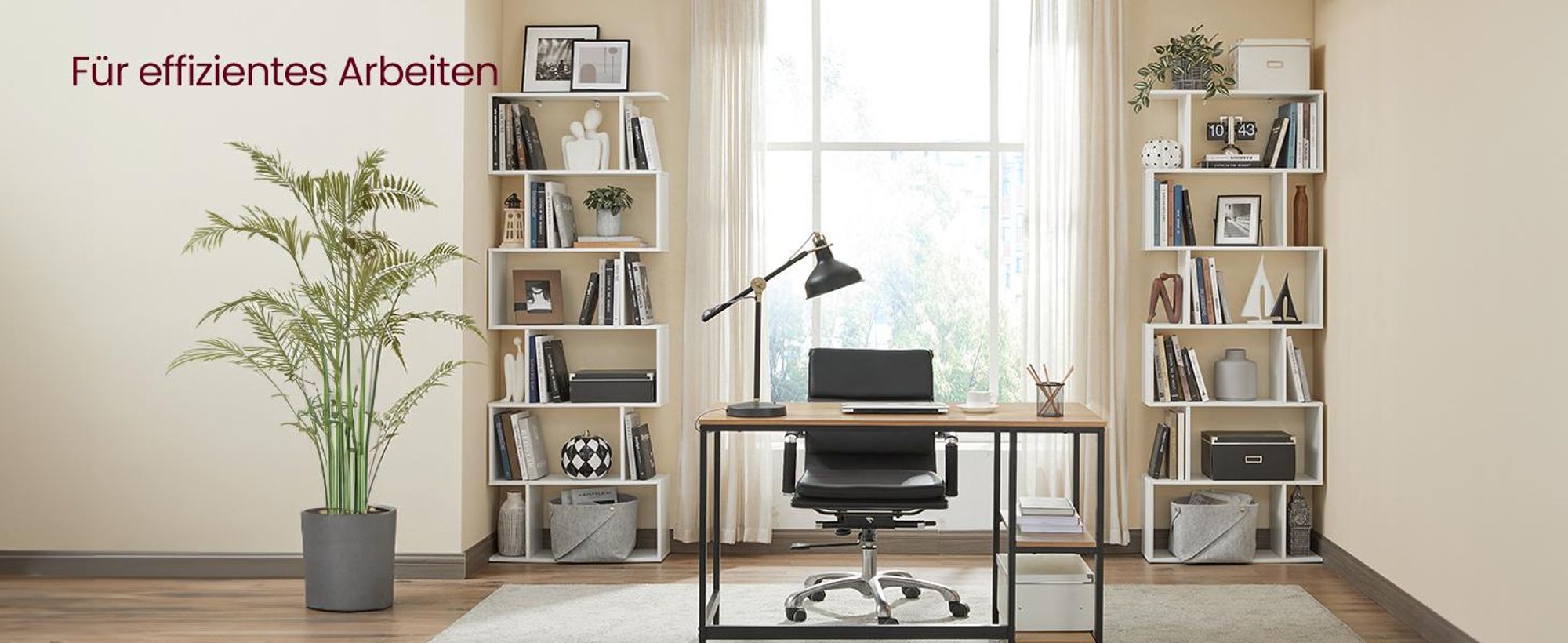 VASAGLE Bücherregal mit 6 Ebenen beige Standregal freistehender Schrank