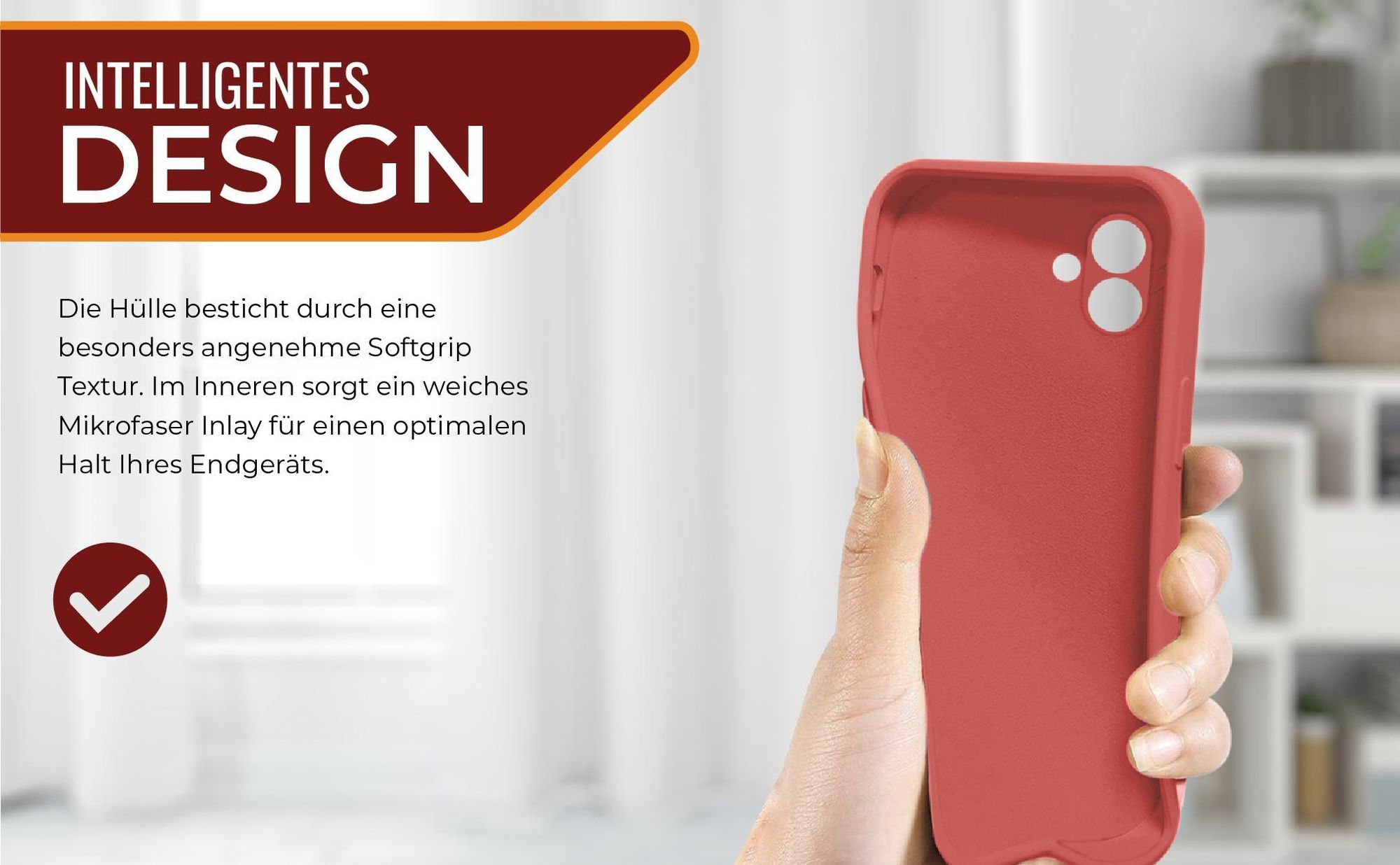 Slimcover in Rot für Samsung Galaxy A05 mit Mikrofraser Inlay