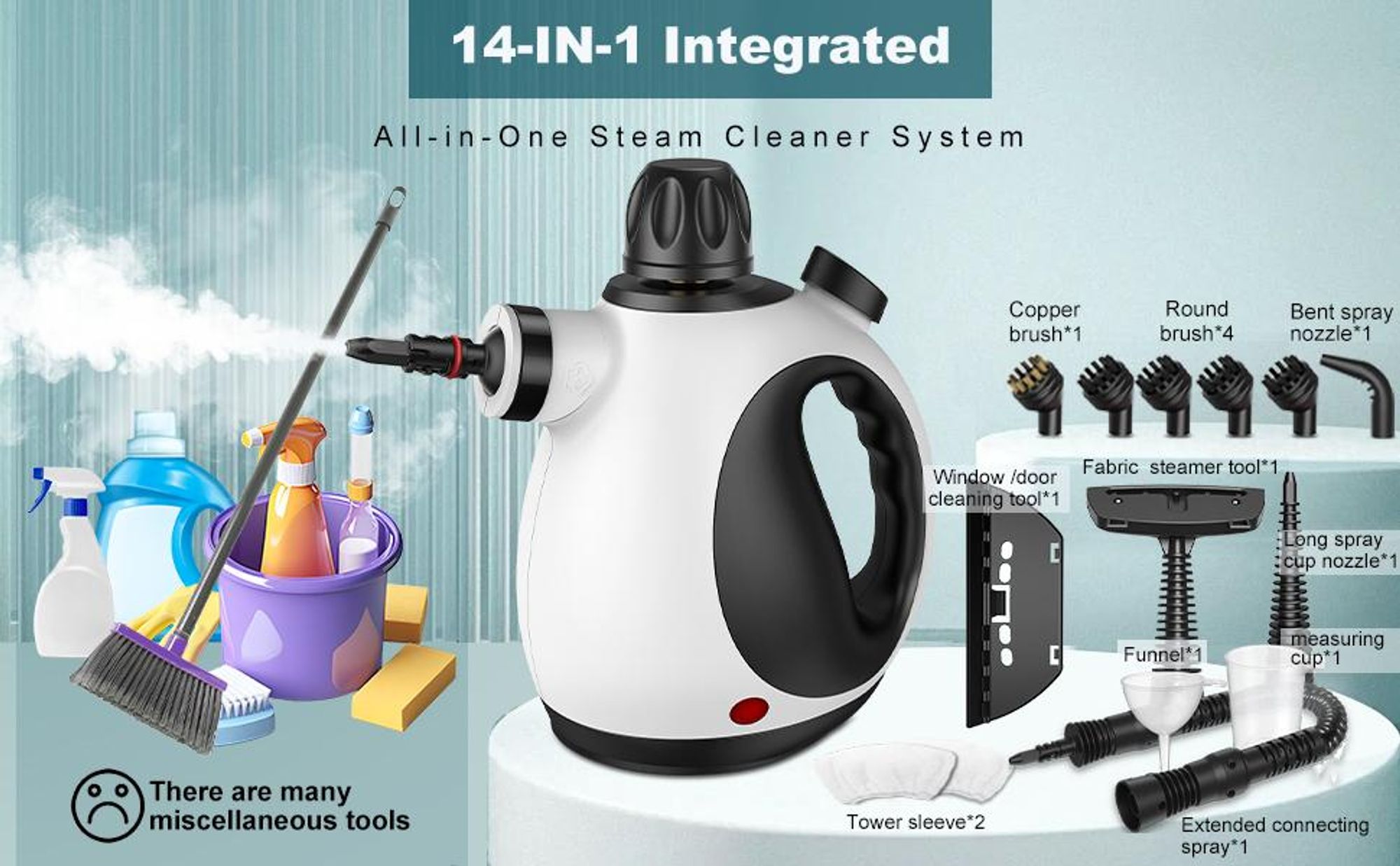 Dampfreiniger, Handdampfreiniger, Teppichreiniger, 1050W Hochleistung Steam Cleaner, mit 350ml Tank, Mehrzweck-Dampfgarer für den Heimgebrauch