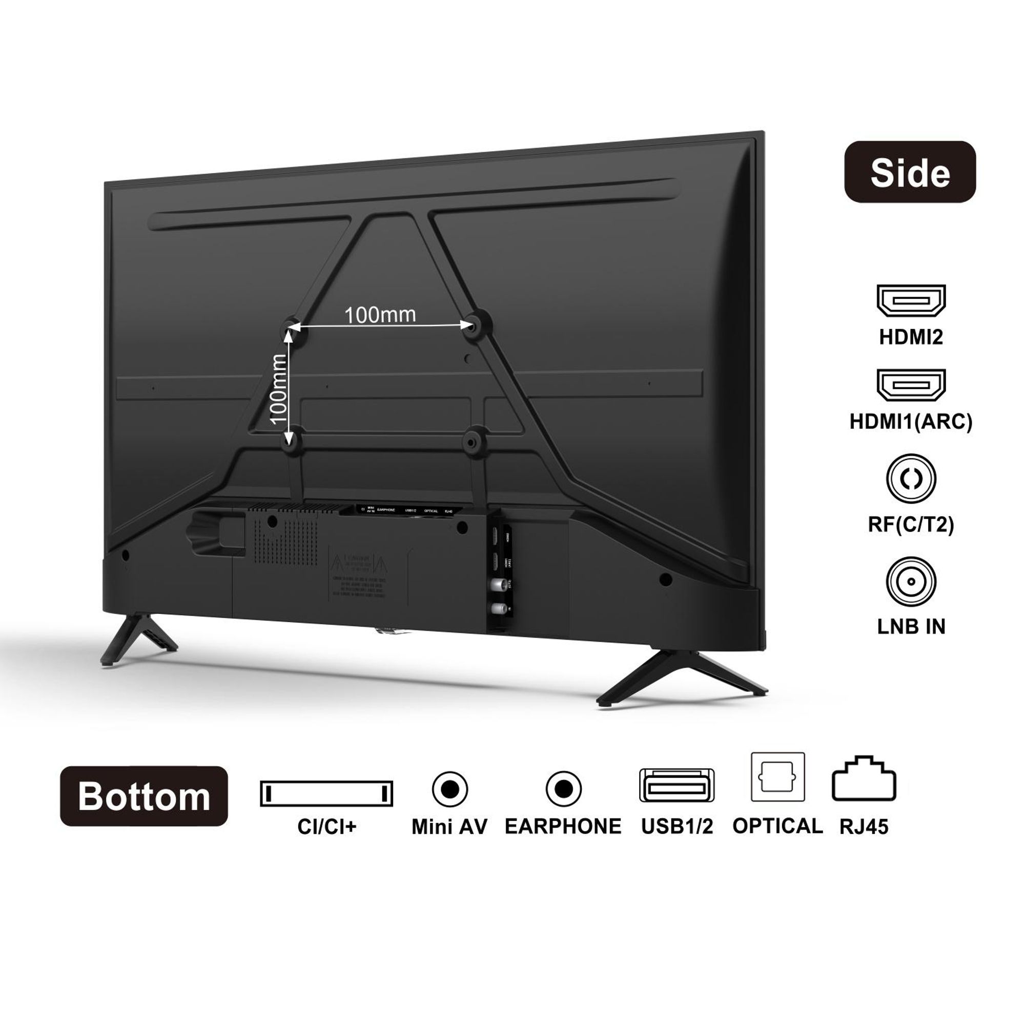 Hikers 43Z1 Fernseher Smart TV - 43 Zoll Bildschirm FHD 1920*1080 Auflösung Android Kompatibel Dolby Atmos Klangqualität - Schwarz