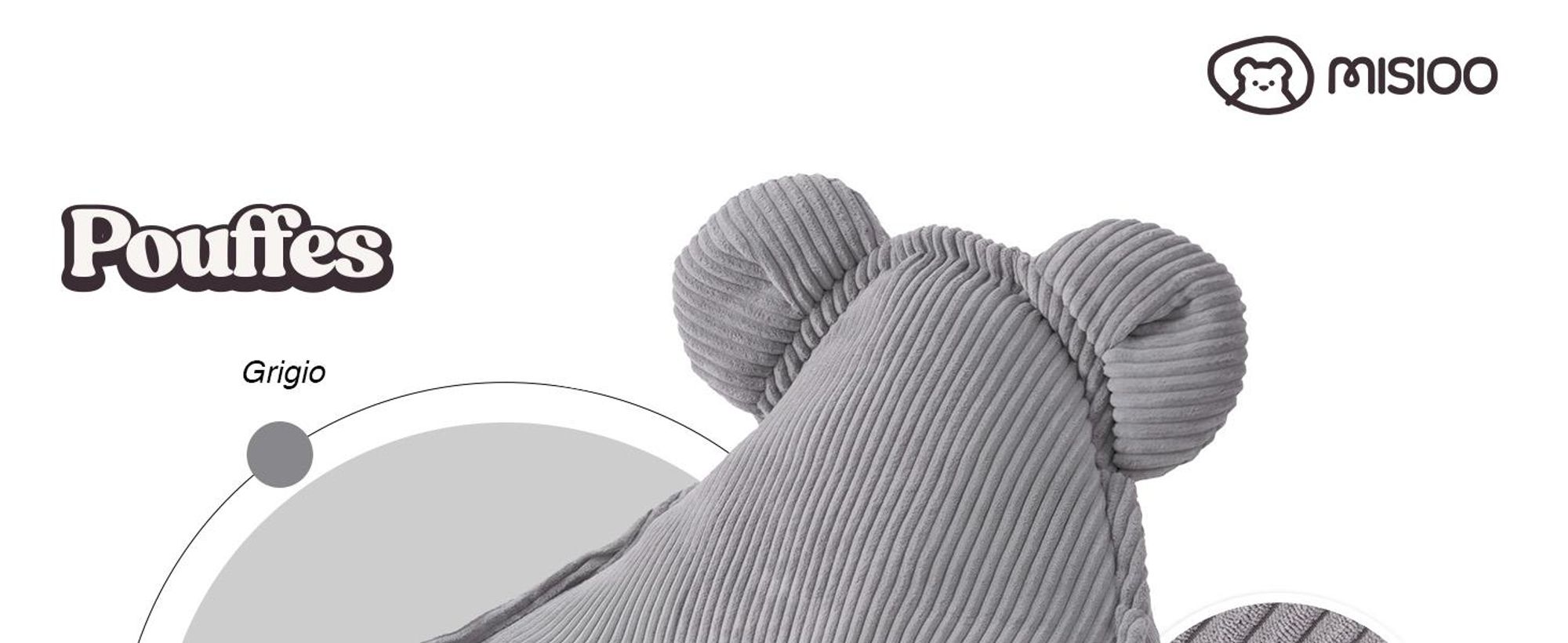 MISIOO Beanbag Kids - Lavabile - - Struttura robusta e morbida - Materiale in corda - 68x45 cm - Perfetto per la cameretta dei bambini - Grigio